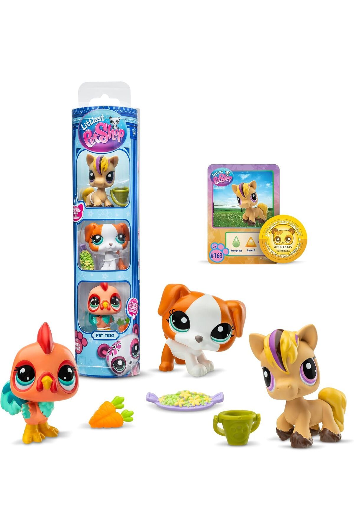 Littlest Pet Shop LPS Minişler Seri 3 Barnyard Pets 3'lü Figür Paketi - (#163 At, #164 Horoz ve #165 Teriyer Köpek)