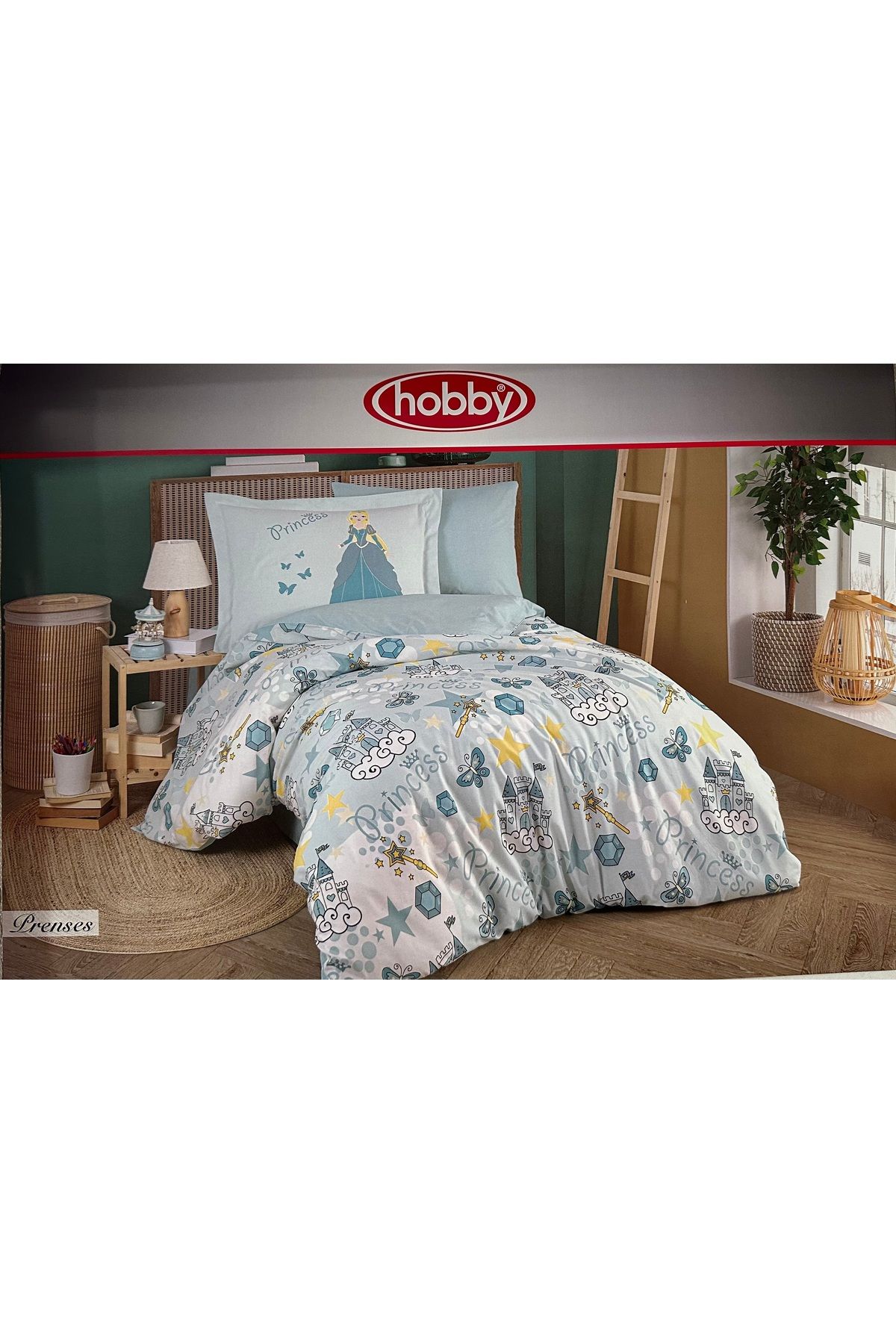 Hobby home collection Hobby Tek Kişilik Ranforce Nevresim Takımı Prenses Yeşil