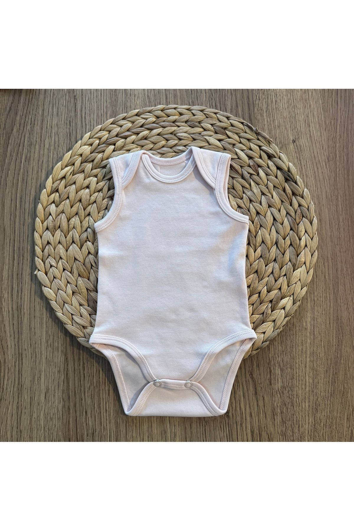 COB Pudra Pembe Sıfır Kollu Bebek Body