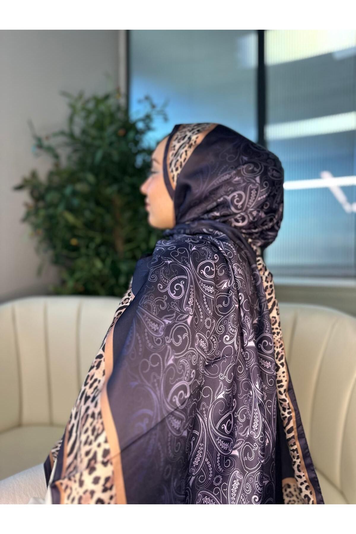 Oxygen Scarfs Leopar Detaylı Pamuk İpek Şal-456654