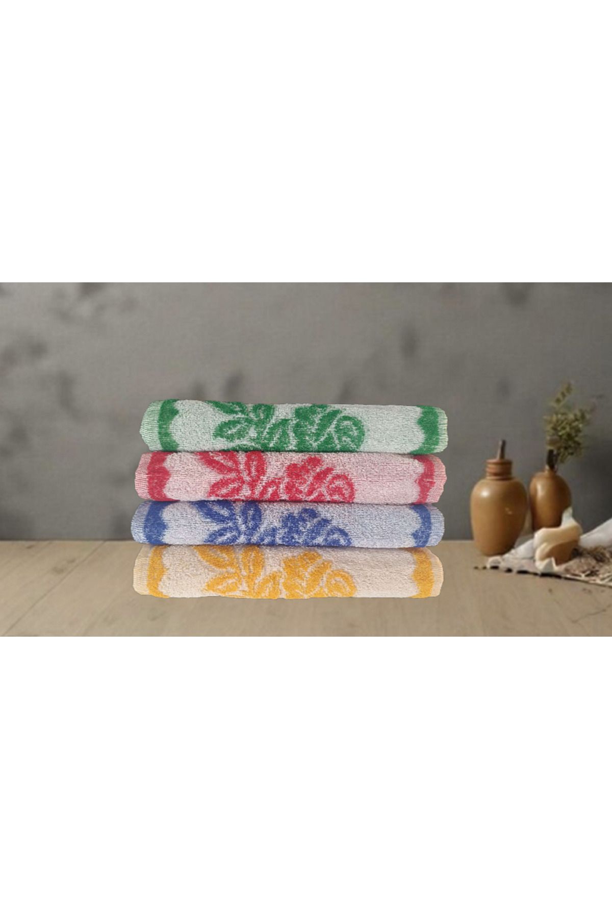 havloom 4'lü Mutfak Havlusu / El Yüz Havlusu 30*50 cm Jakarlı Gül Desenli