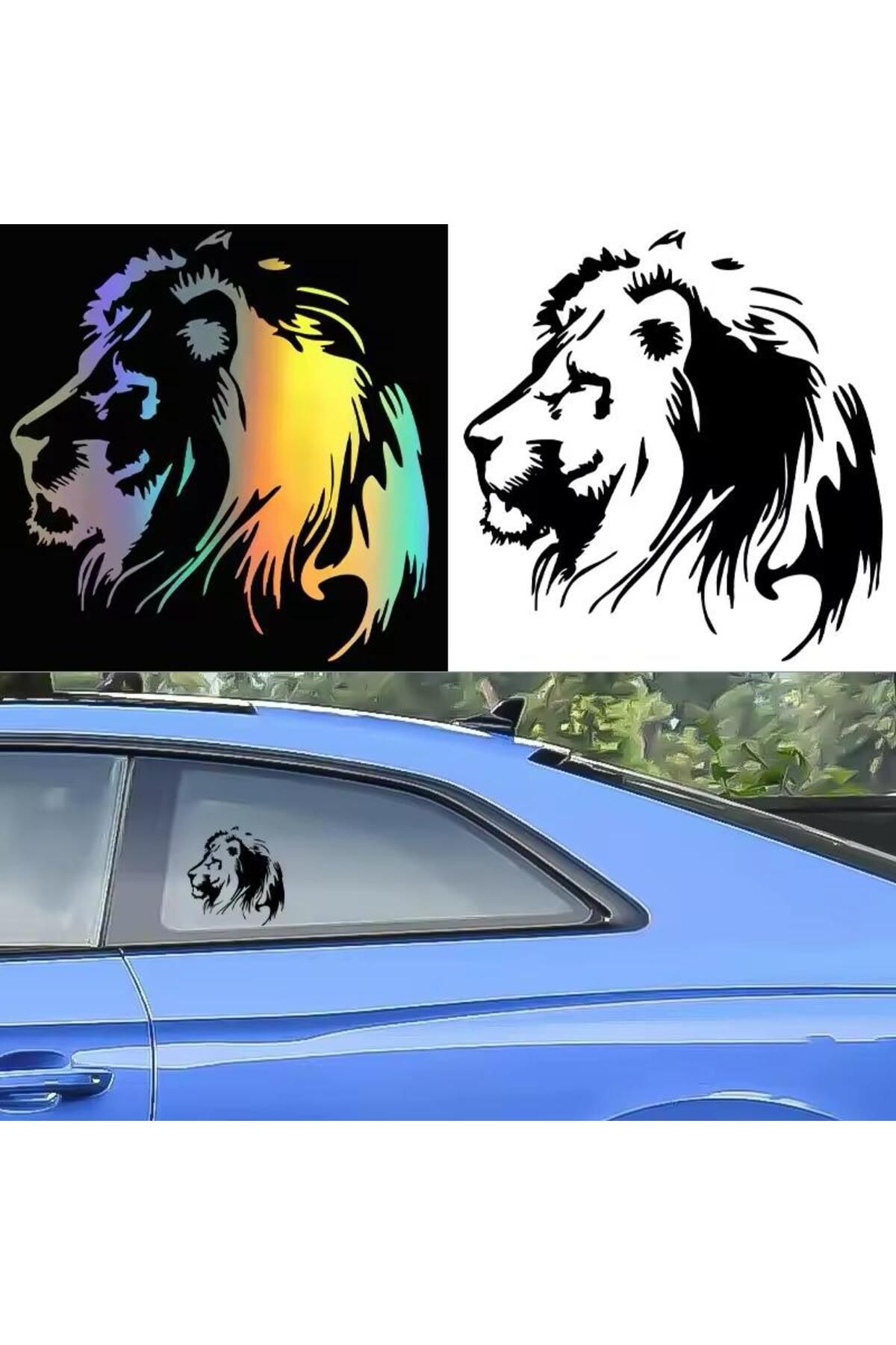 onurreklamonline Aslan Yelesi Figürlü Sticker – 21x21 cm – Siyah – Araç & Motosiklet Uyumlu – Suya Dayanıklı Vinil