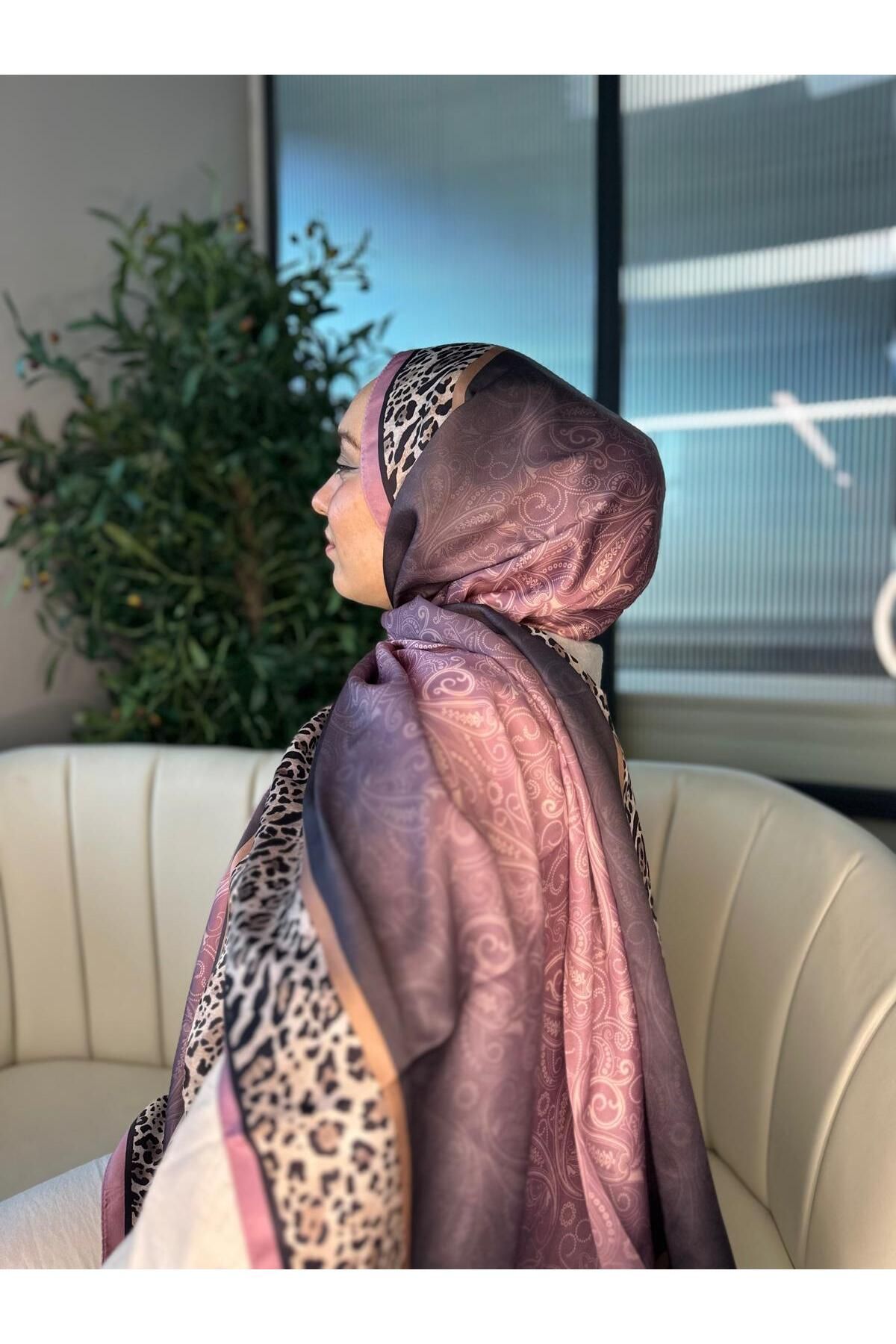 Oxygen Scarfs Leopar Detaylı Pamuk İpek Şal-456654