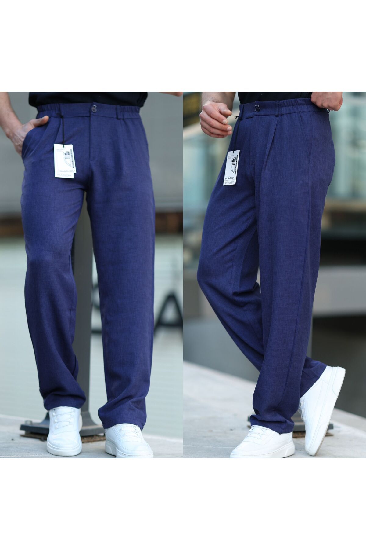 VİPMAN MODA Erkek Keten Bol Kesim Pantolon