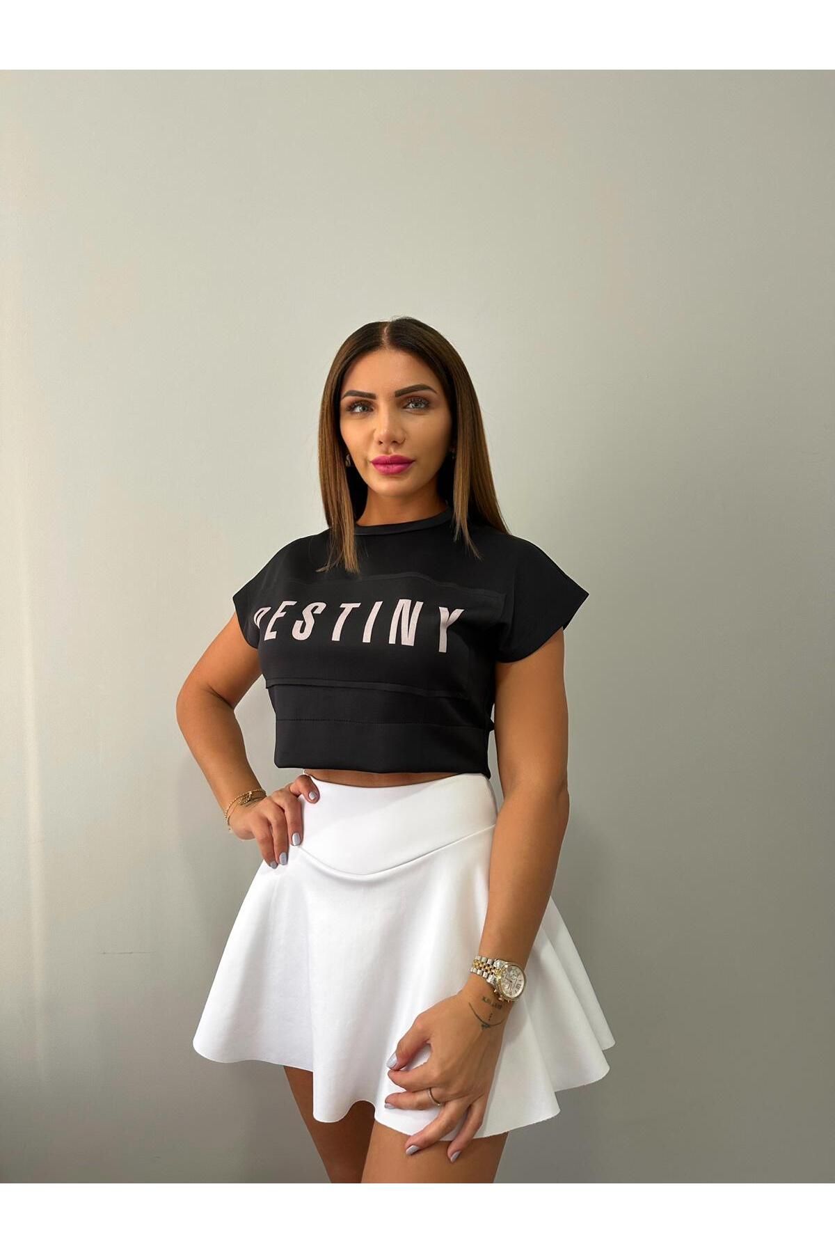 sterktekstil Kısa Kol Baskılı Crop