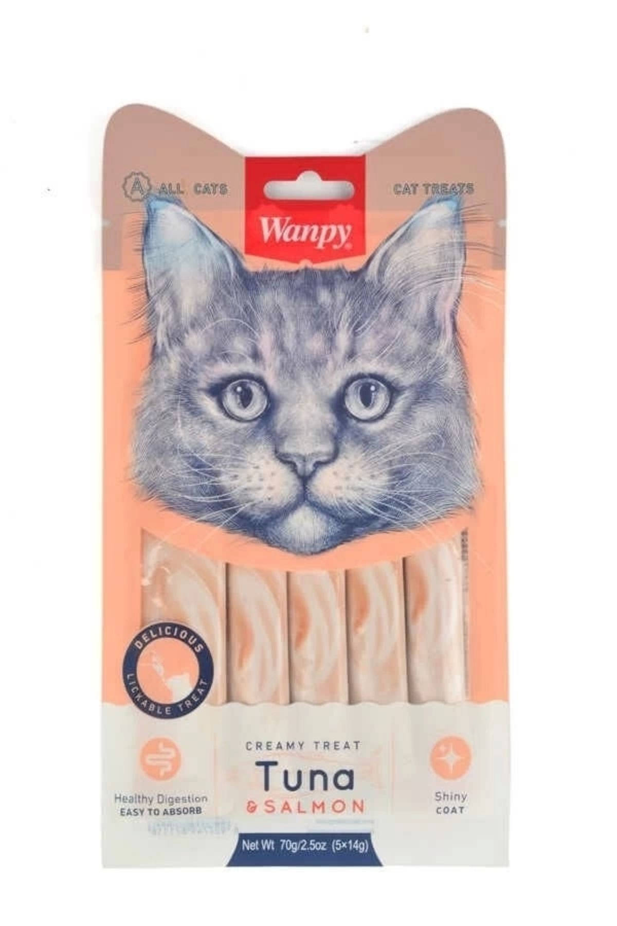 thebestnzm Wanpy Ton Balığı ve Somonlu Sıvı Kedi Ödül Maması 5x14 Gr