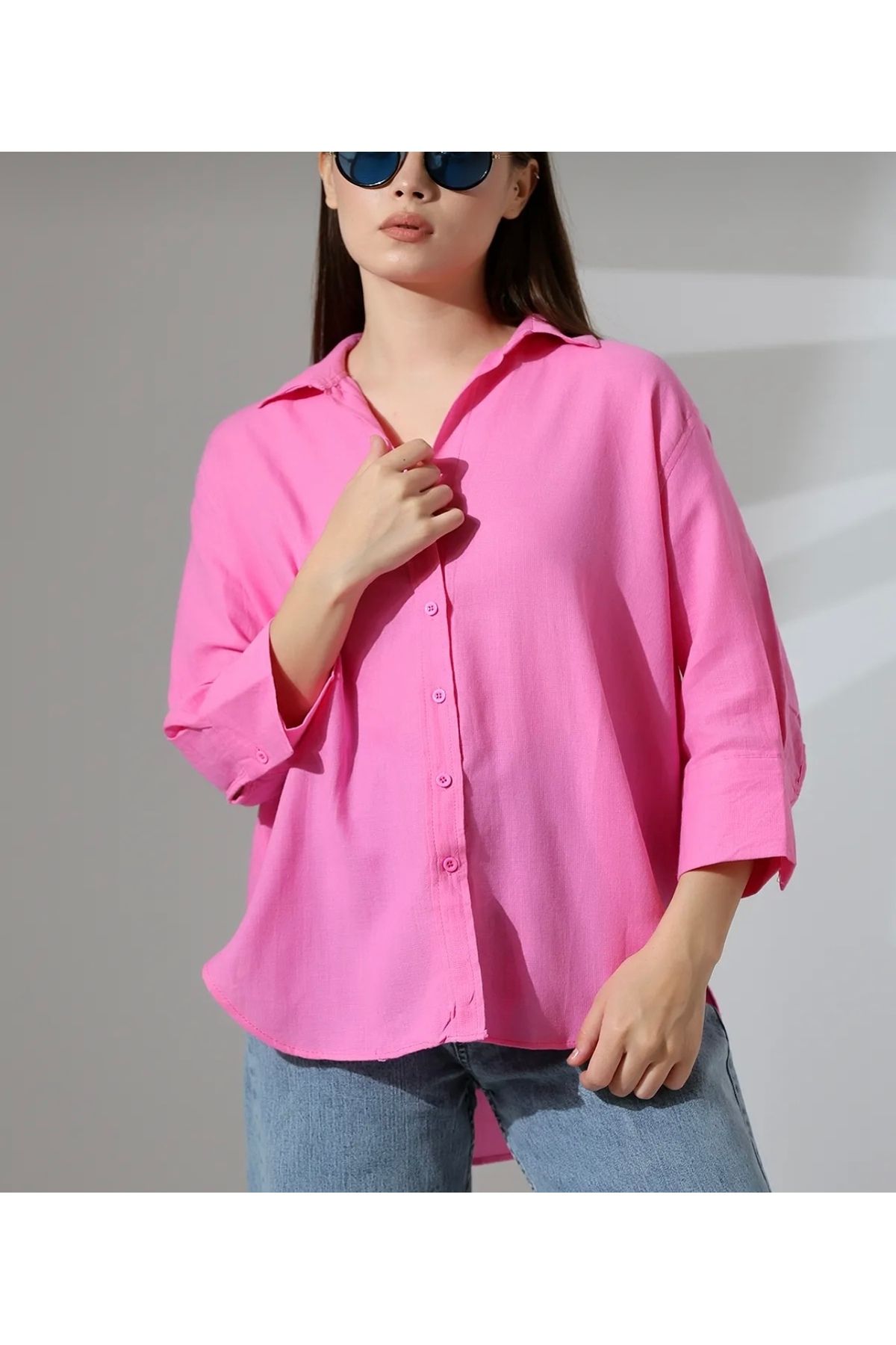 MODA DKBUTİK Yıkanmış Keten & Pamuk Gömlek