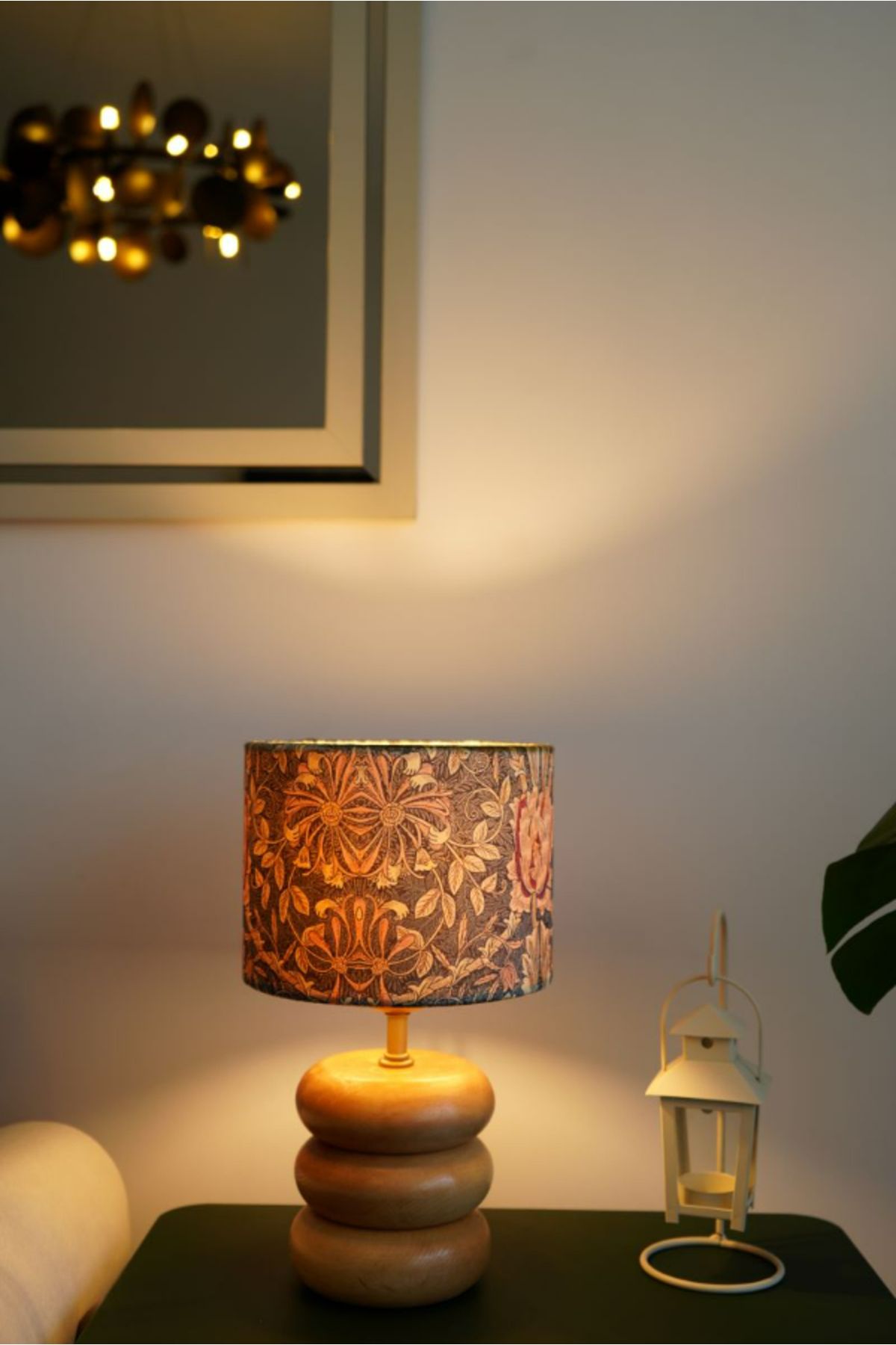 retro home design Üç Kat Silindir Kahverengi Çiçek Kadife Model Silindir Kumaş Şapka Abajur Salon Yatak Odası