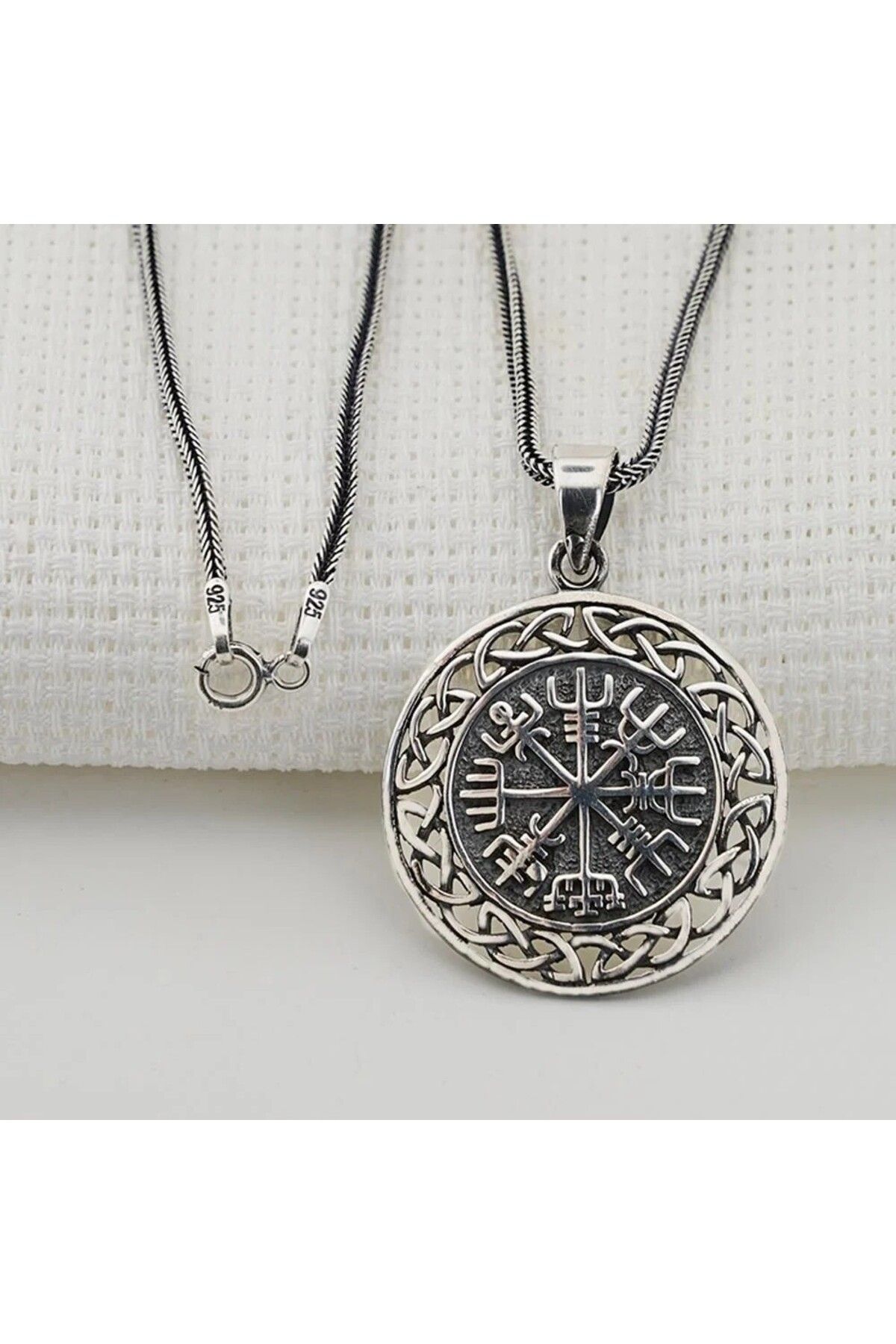 shop Viking Pusulası 925 Ayar Gümüş Erkek Kolye