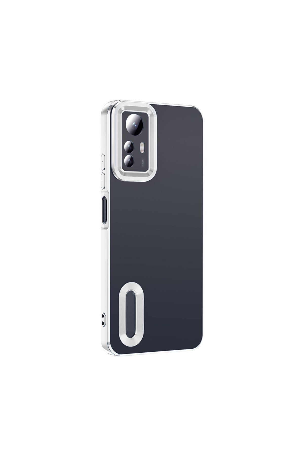 GRABONO Xiaomi Redmi Note 12S Kılıf Lens Korumalı Kenarları Platin Kaplama Arkası Şeffaf Premium Logo Kapak