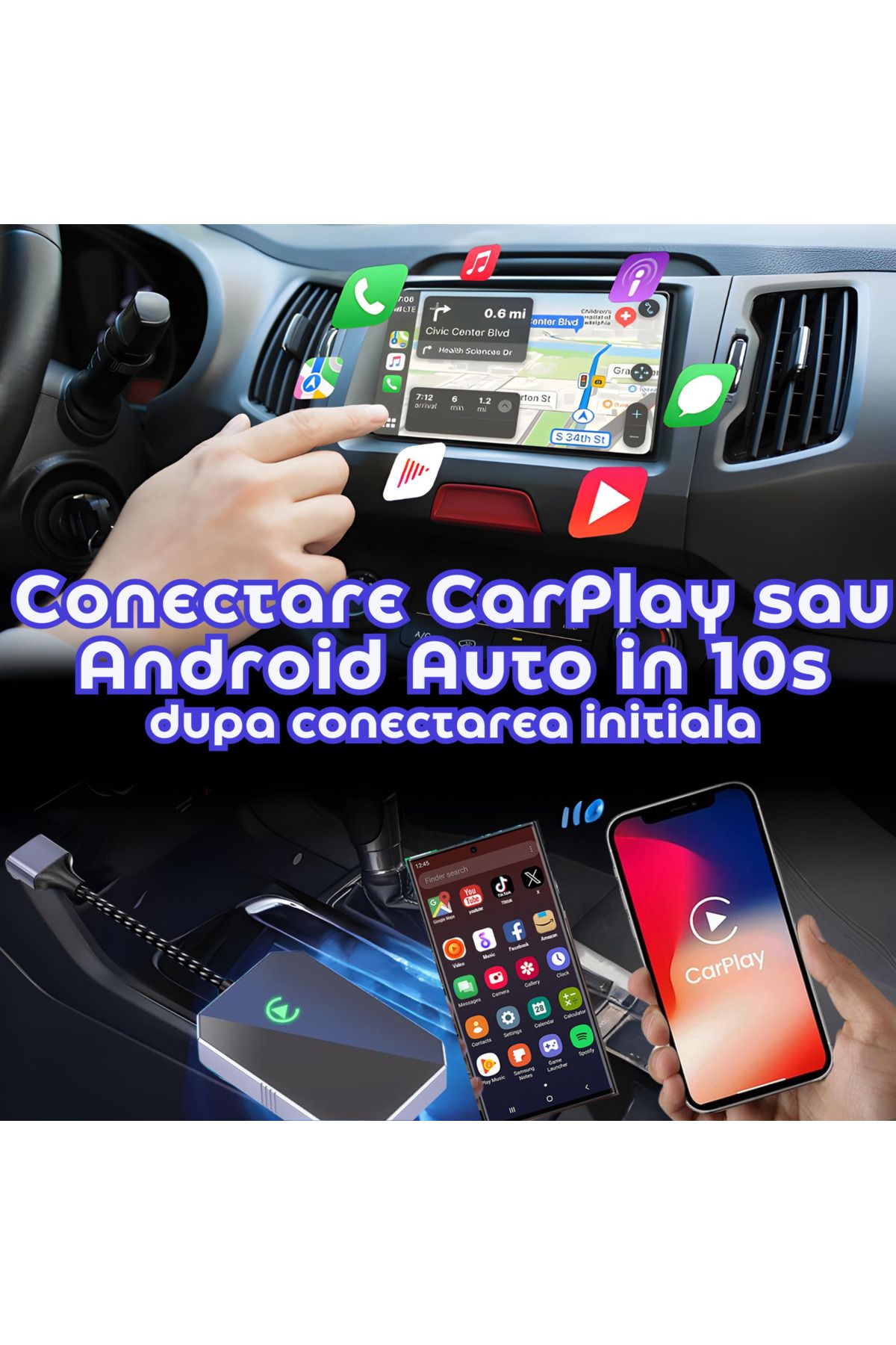 ATOMKIT-Carplay and Android Car Adapter, Quick Connection, Ai Processor, Voice Control, Multiple Apps 5