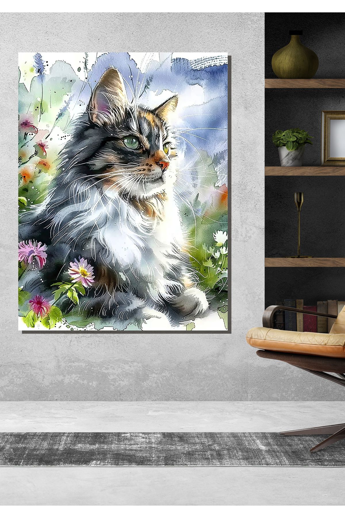 ESLEM YAĞLI BOYA GÖRÜNÜMLÜ KEDİ TABLO
