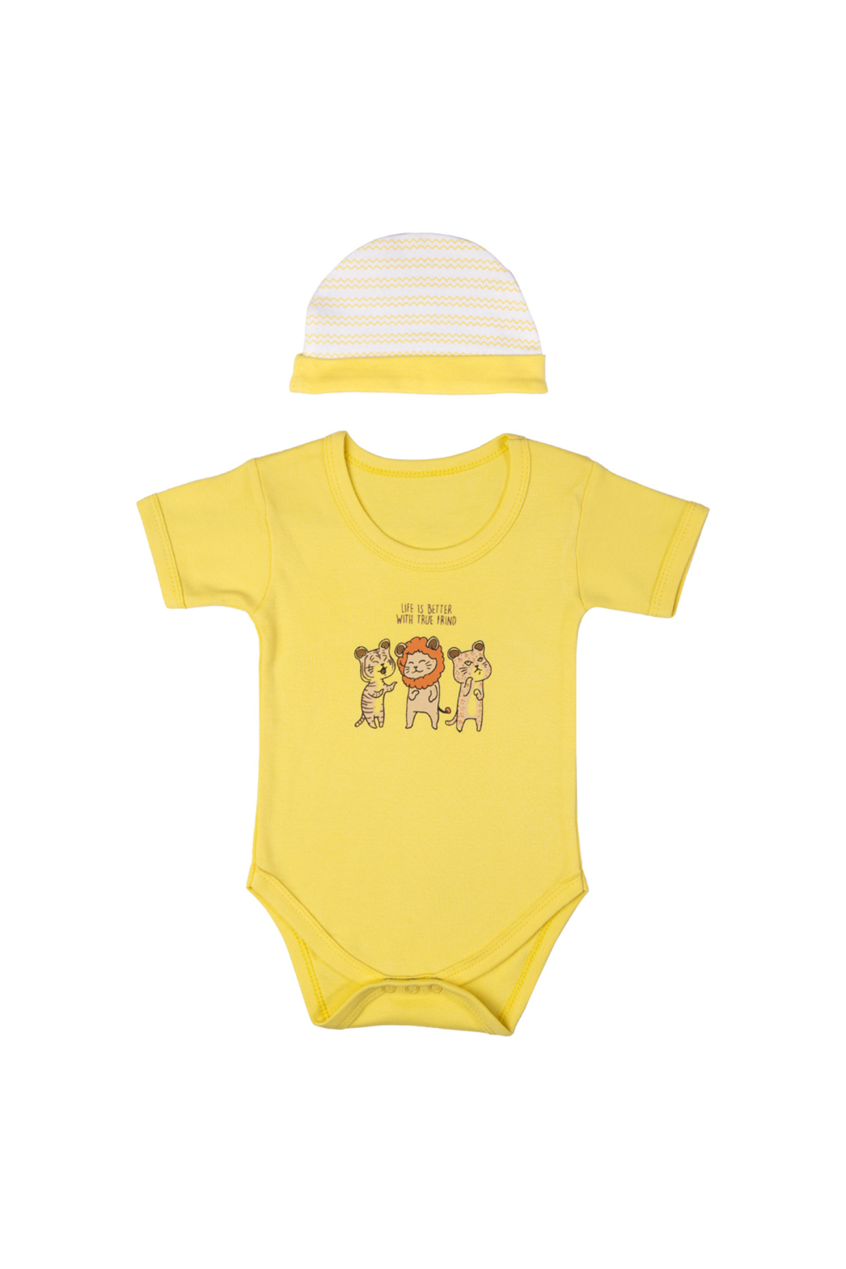 Babies Basic-5 piece New Born Set include Bib, Romper, Mittens, Cap, Sleepsuit- Life is Better 4