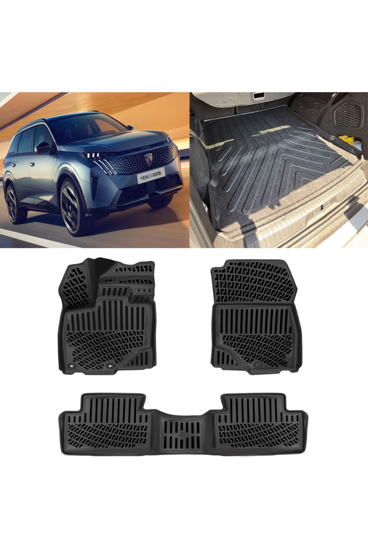 Rizline Peugeot 5008 Elektrikli 2024 Sonrası 3D Paspas ve Bagaj Havuzu Set