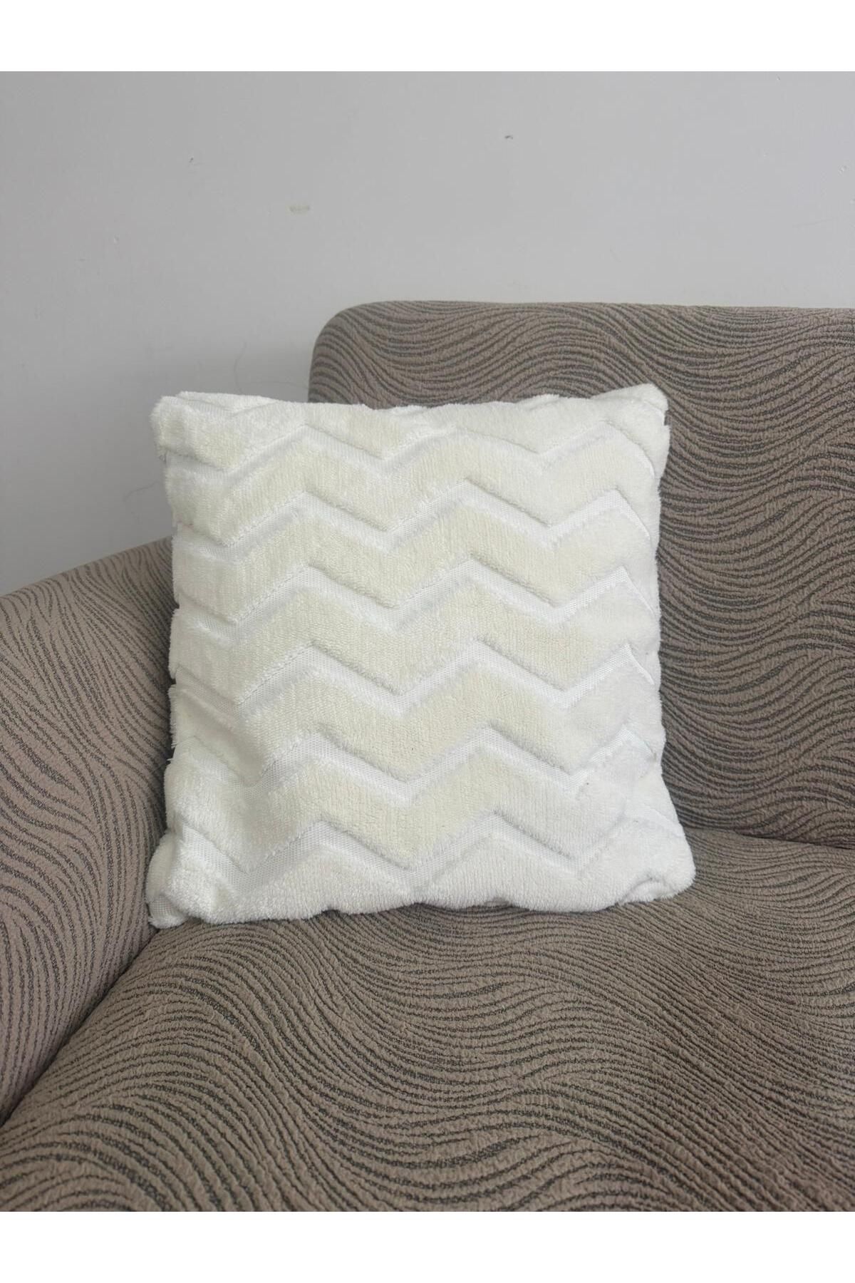 IYDGAH Peluş Kırlent Kılıfı Tekli 43x43cm Özel Tasarım Dekoratif Yastık Kırlent Kılıfı 1 Adet krem