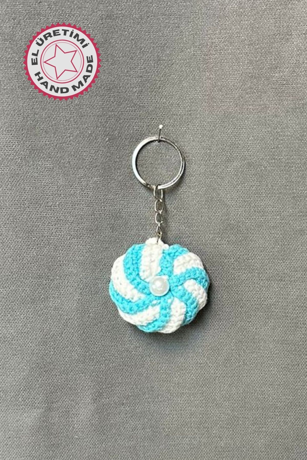 Uretti - Tuğba 9352 7203 El Yapımı Örgü Çarkıfelek Model Anahtarlık / 5 x 5 cm