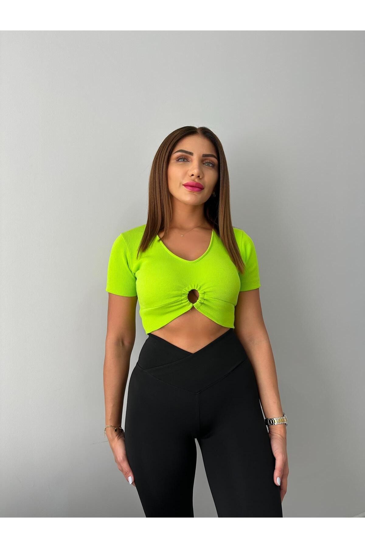 sterktekstil Kısa Kol Fitilli Crop