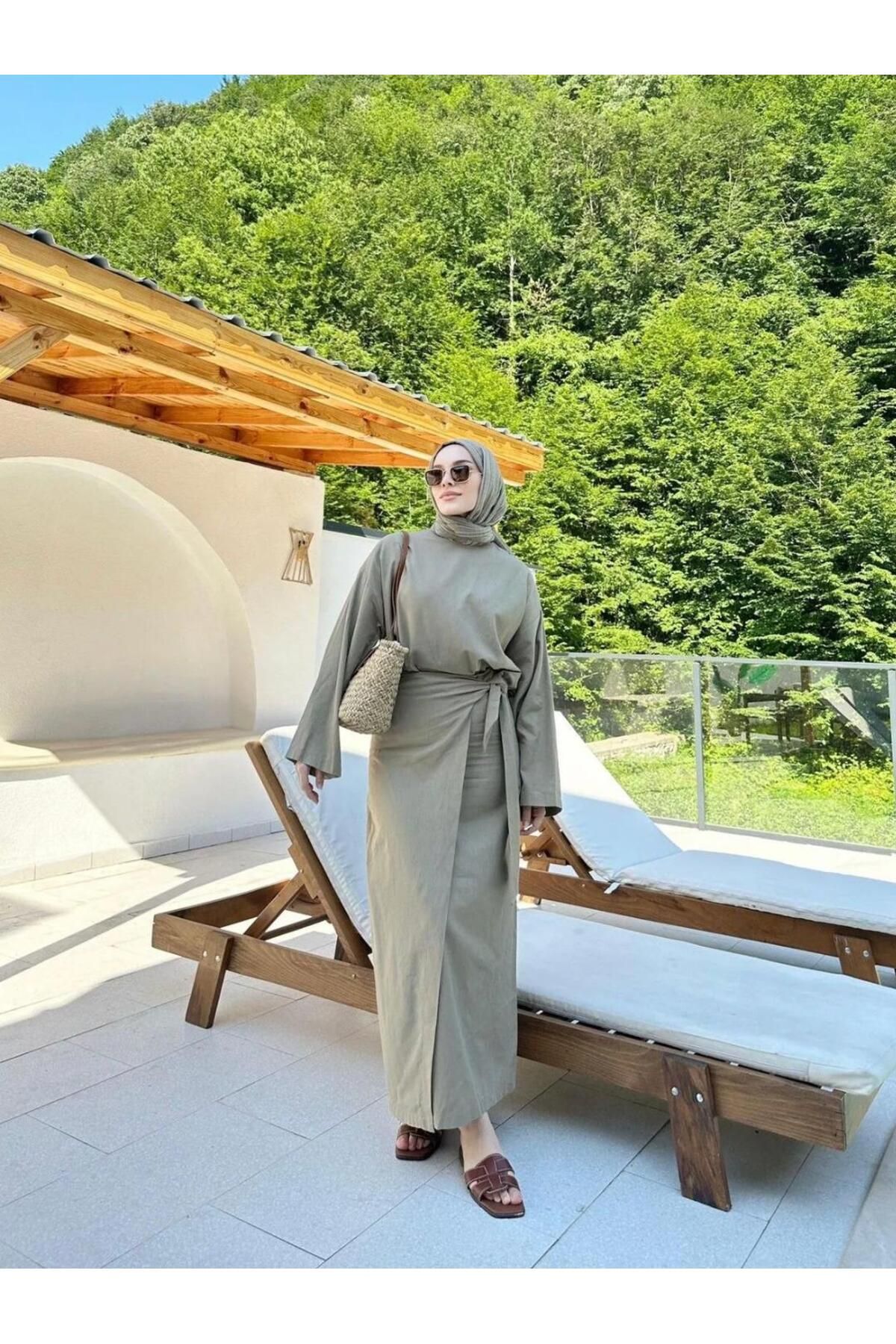 DEMET ANVELOP Keten Alt-Üst Etekli Takım
