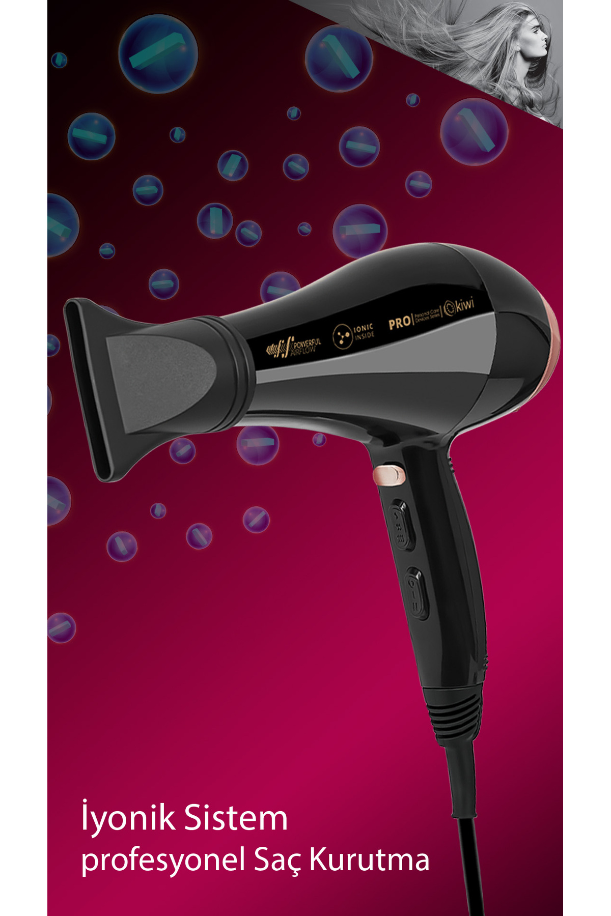Kiwi Khd-2151 Professional Ionic 2.5 Meter Corded Hair Dryer- Trendyol