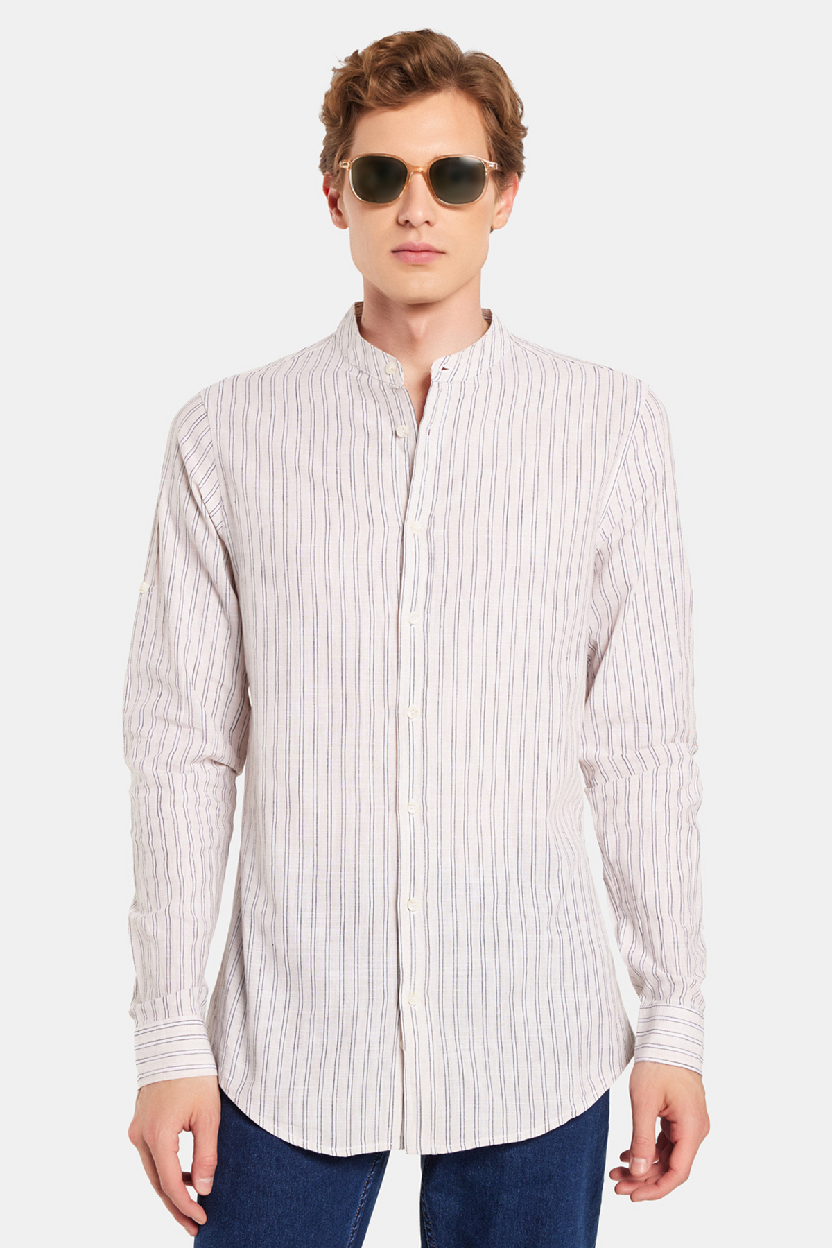 پیراهن تودورز مردانه پنبه ای رنگارنگ بیسیک راه راه Slim Fit/اسلیم فیت    Slim/اسلیم فیت کژوال/روزمره | Tudors DR240051-2130 TR - تصویر 4