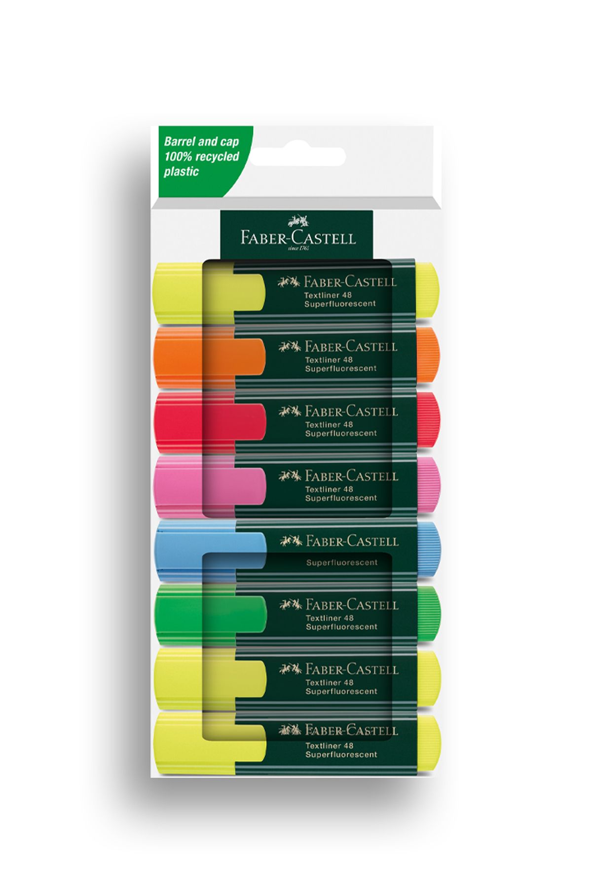 Faber Castell-Highlighter Set 8Pcs Water Based Ink Cut Tip 3 Different Line Thicknesses Refillable 1
