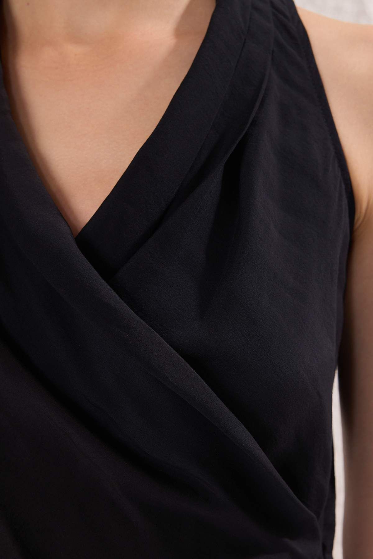 Trendyol Collection-Περιορισμένης έκδοσης Μαύρη Modal Διπλή Πλεκτή Μπλούζα TWOSS25BZ00363 3