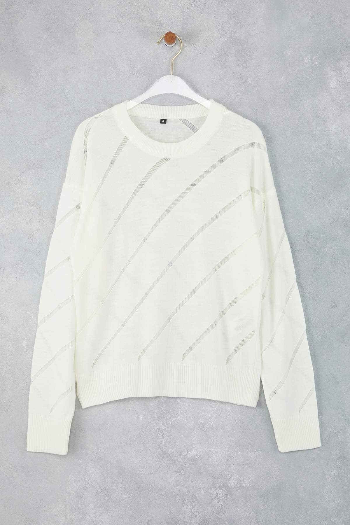 Trendyolmilla  Ekru Ajurlu/Delikli Triko Kazak TWOAW24KZ00157 - Görsel 5