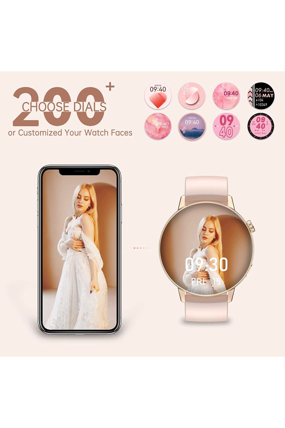 Smart Vibe-Smartwatch Wix™ Mini Apel Bluetooth, 1.19” Crystal View, Ai Asistent Vocal, Gps Route Tracking, Gold 4