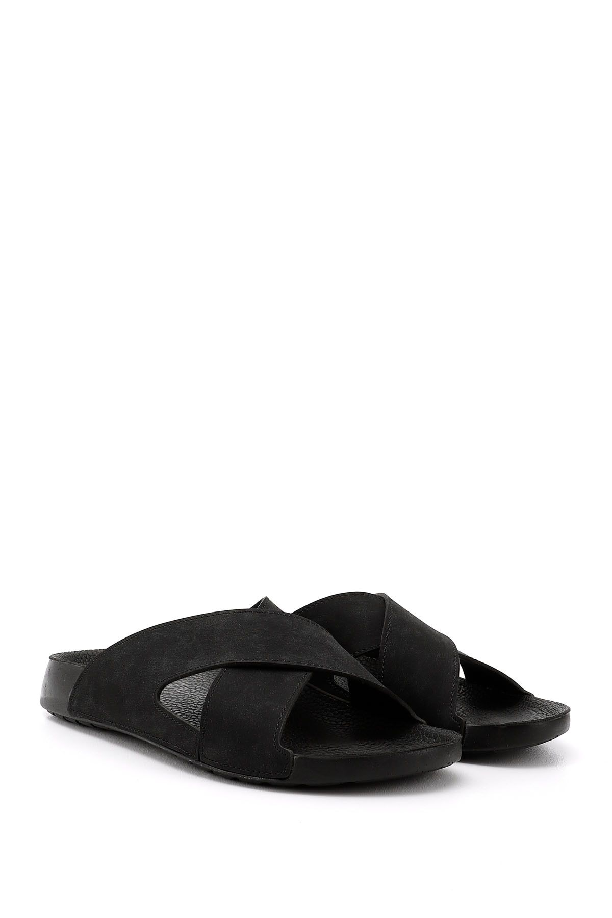 GÖNDERİ(R)-Men's Black Cross Banded Slippers 3