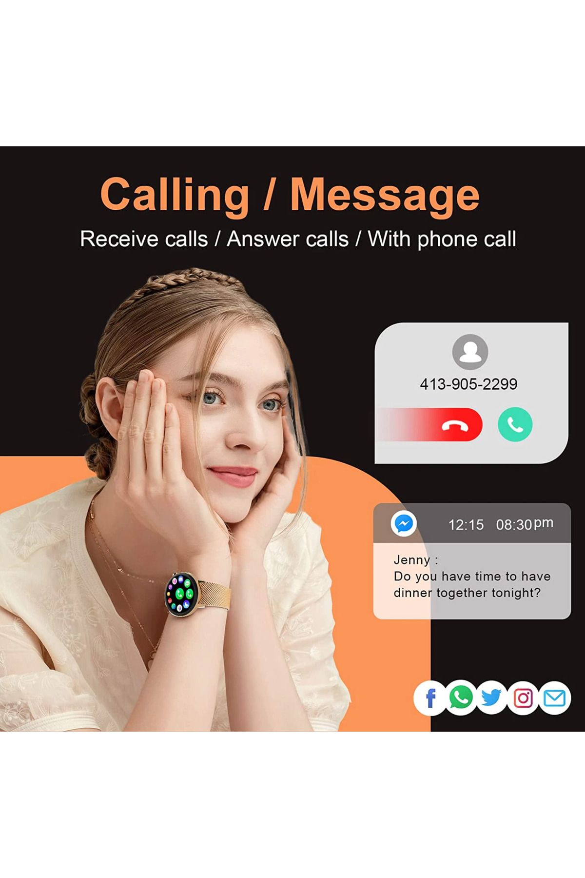 Smart Vibe-Smartwatch Wix™ Mini Apel Bluetooth, 1.19” Crystal View, Ai Asistent Vocal, Gps Route Tracking, Gold 6