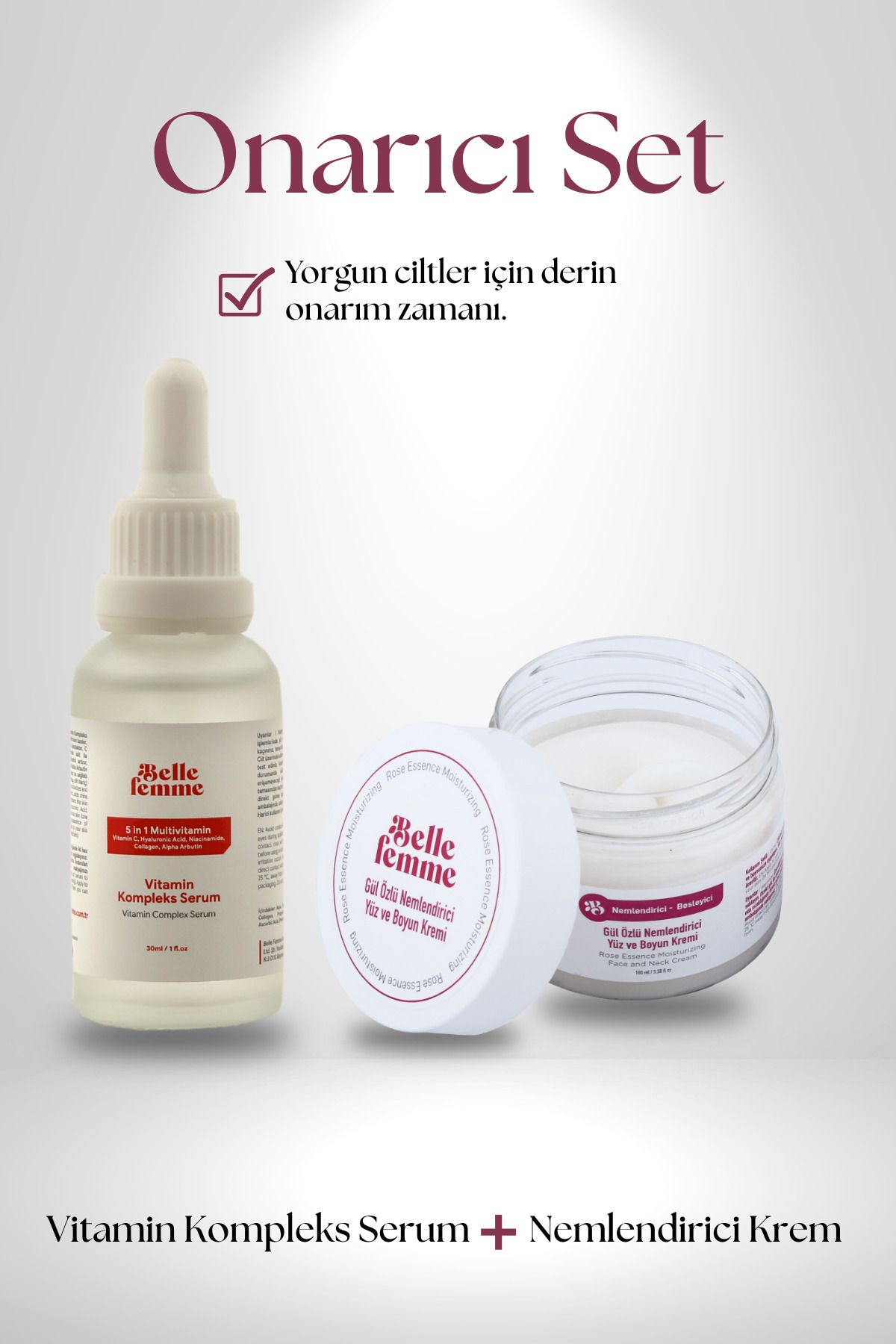 Belle Femme Onarıcı Set | Vitamin Serumu + Nemlendirici Krem
