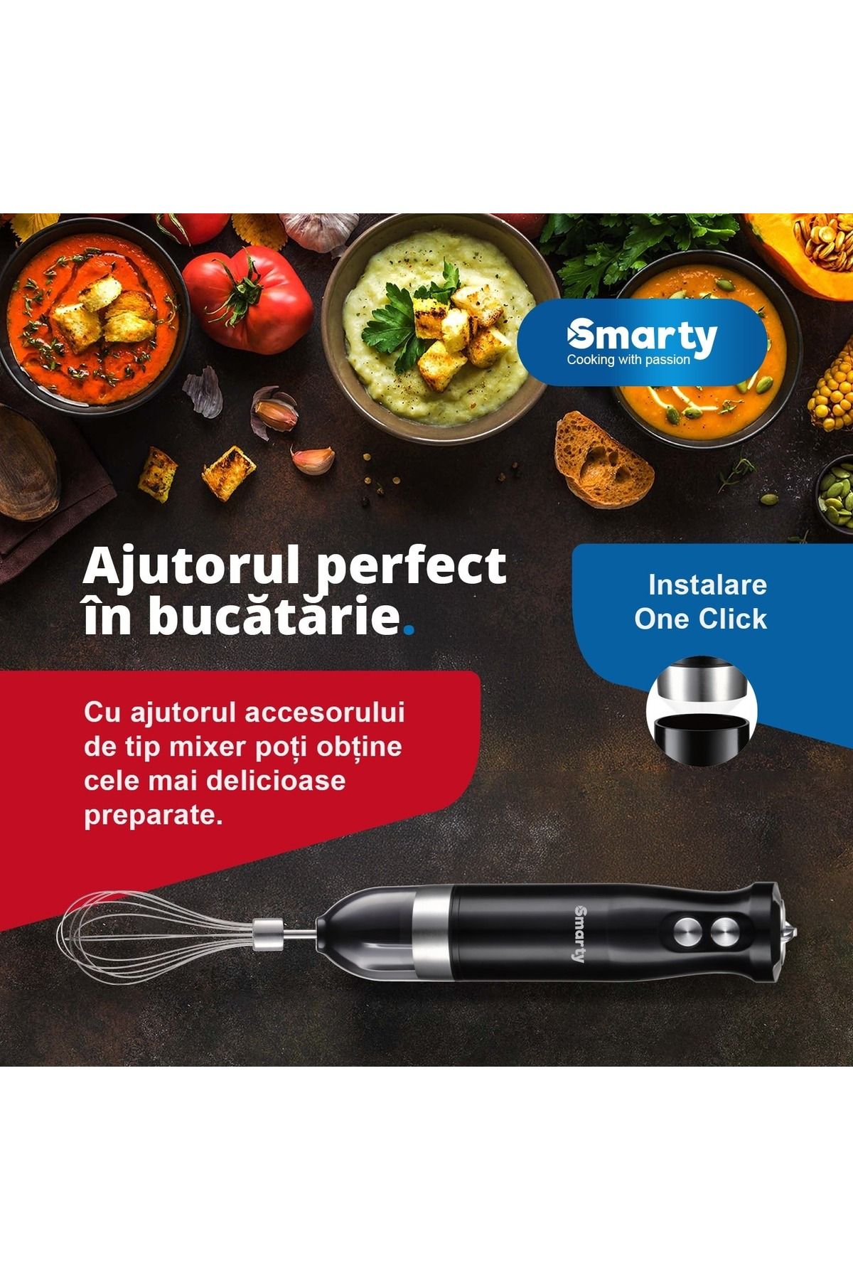 SMARTY-Blender Set 5 In 1 ® Advanced Pro 1000w, Vertical Mixer, Turbo Function, 600ml, Black 5