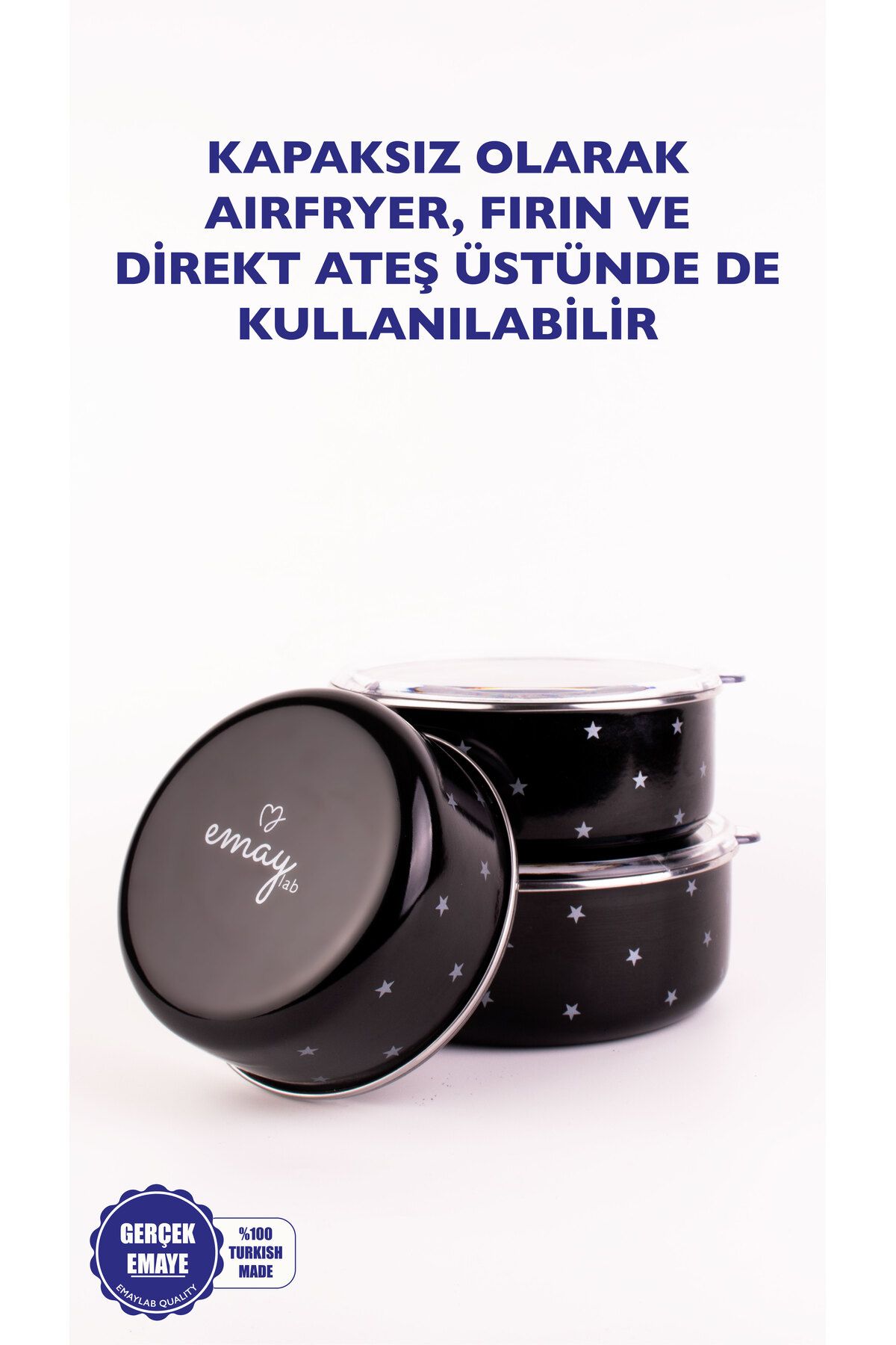EMAYlab-Star Enamel Storage Container (Can Be Used in Cookers) 2