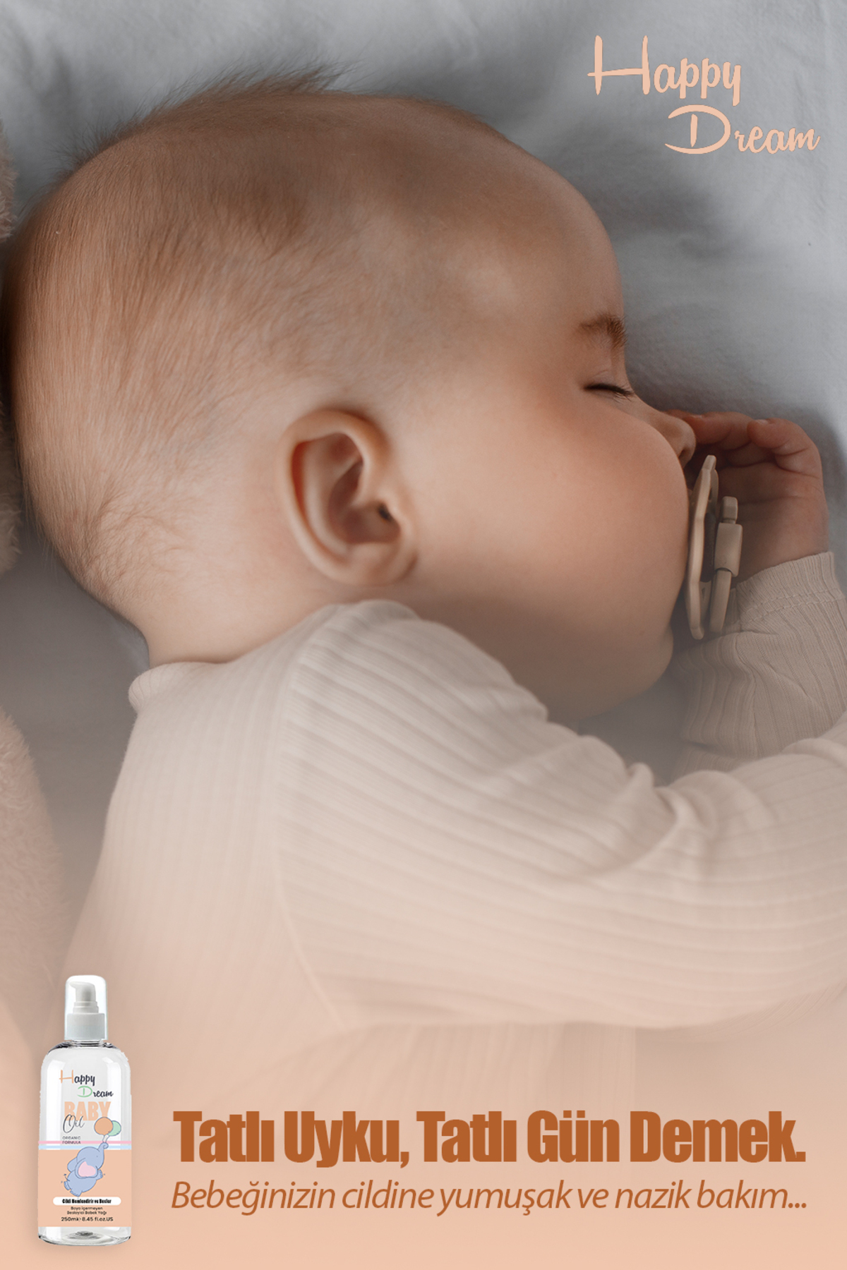 Happy Dream 2'li Bebek Bakım Seti (Şampuan- Yağ - 3D Tarak) fotoğrafı 7 (önizleme)