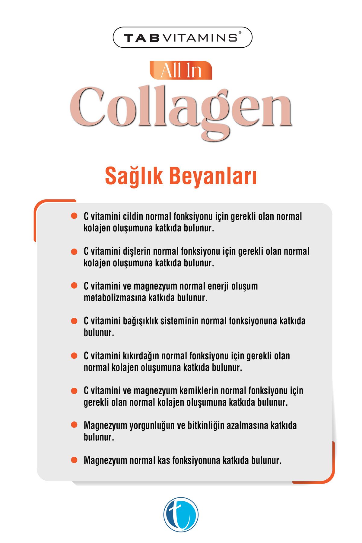 Tabvitamins-All in Collagen 30 Servies Unflavored Hydrolyzed Collagen Peptides Type 1 Type 2 Type 3 Type 5 Type 10 5