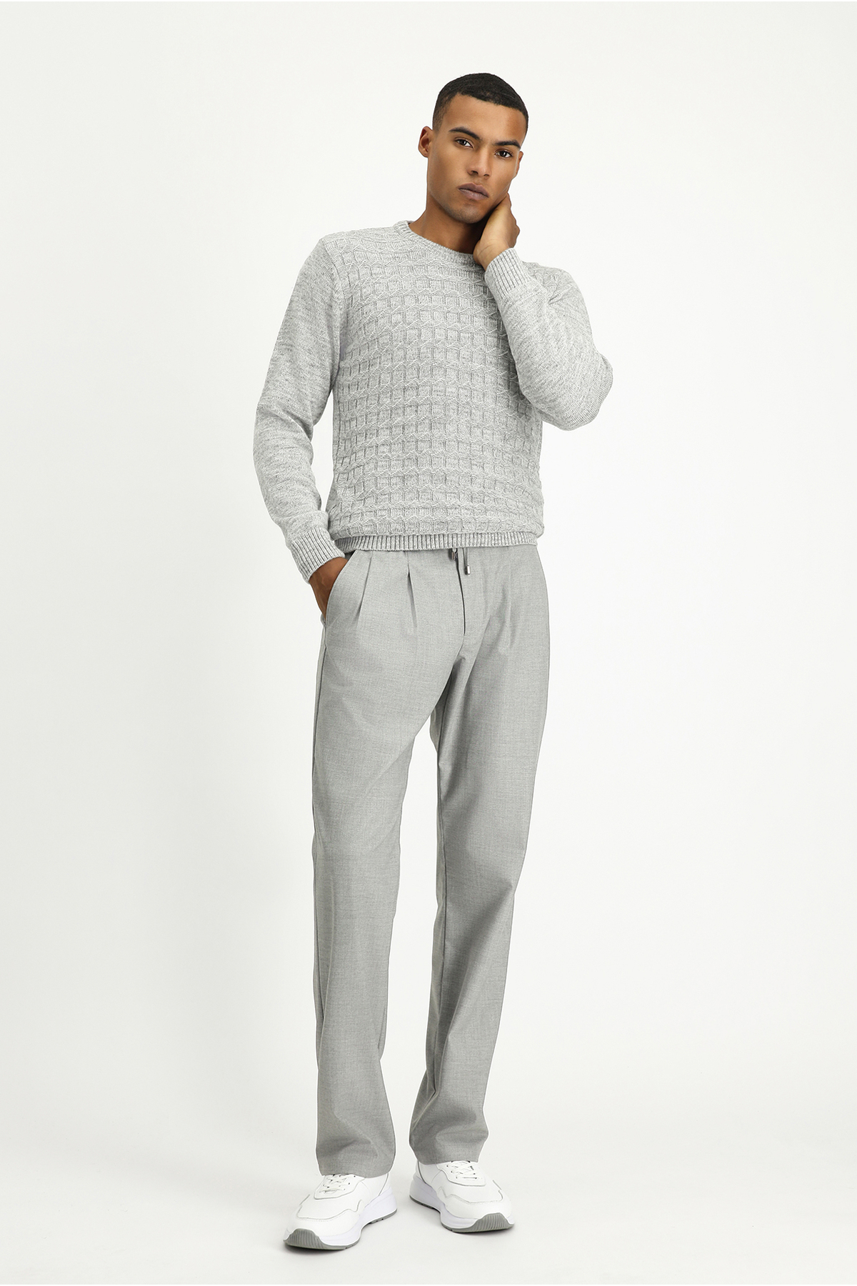 کیگیلی ژاکت بافتنی طرح‌دار یقه گرد معمولی