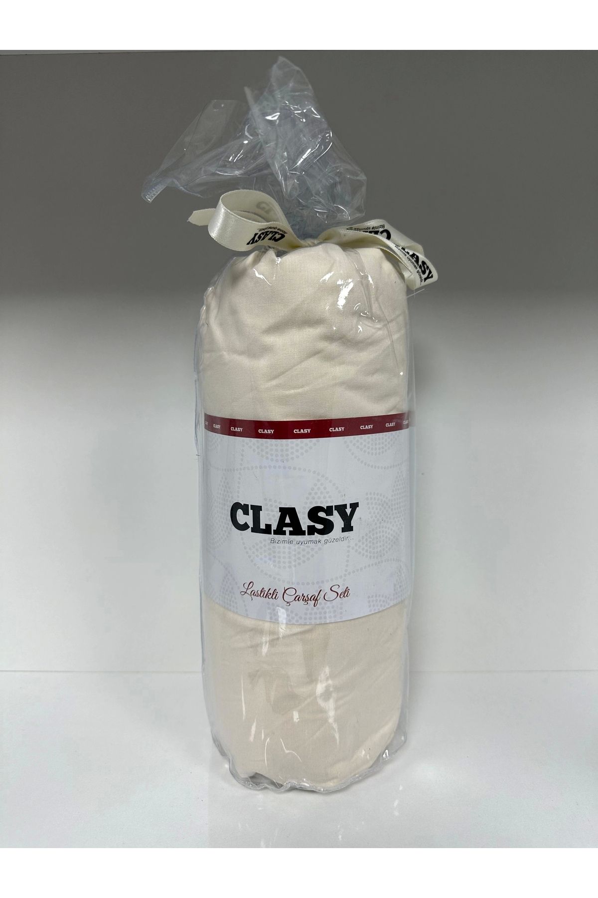 Clasy-Ranforce Double Elastic Sheet Set - Plain Cream 1