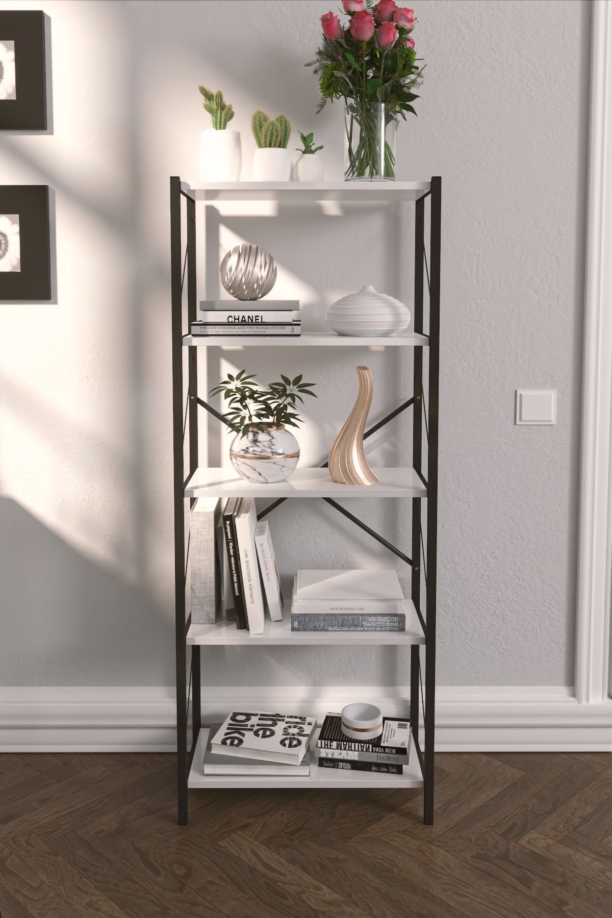 VayLife Dekoratif 5 Raflı Çok Amaçlı Dolap 150x60x30 Beyaz