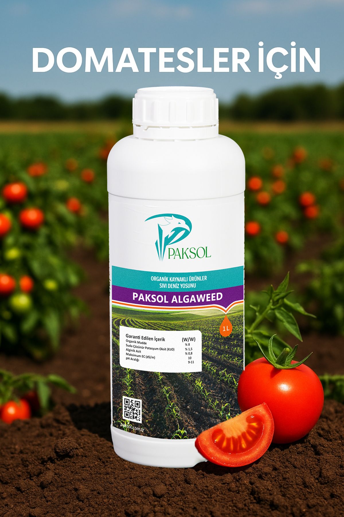 Paksol Domatesler İçin Deniz Yosunlu Organik Sıvı Gübre Algaweed 1 Litre