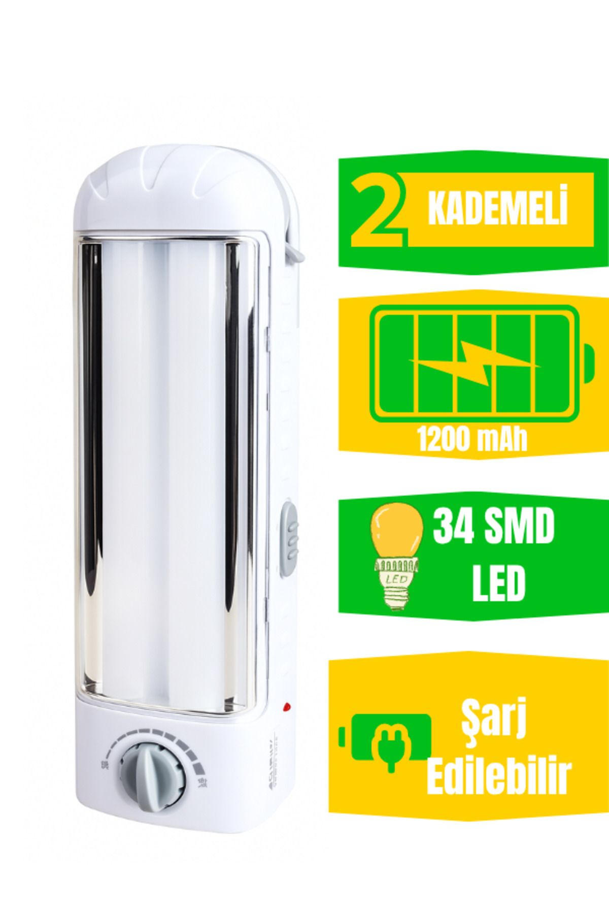 Smith 34 SMD Led Işıldak Çekmeli Fener Şarjlı Işıldak 2 Kademeli Aydınlatma Kamp Lambası El Feneri