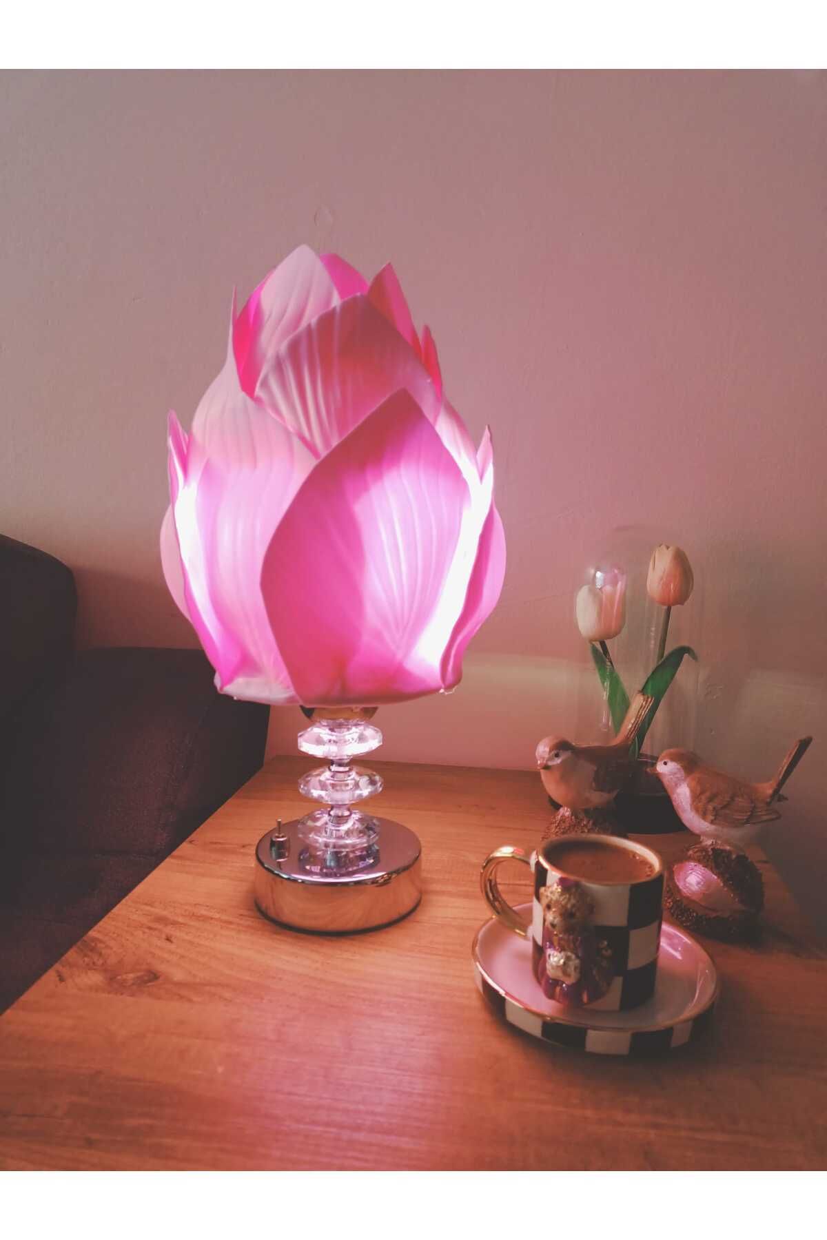 Rose bloome Kablosuz masa lambası eva tasarım pilli pembe
