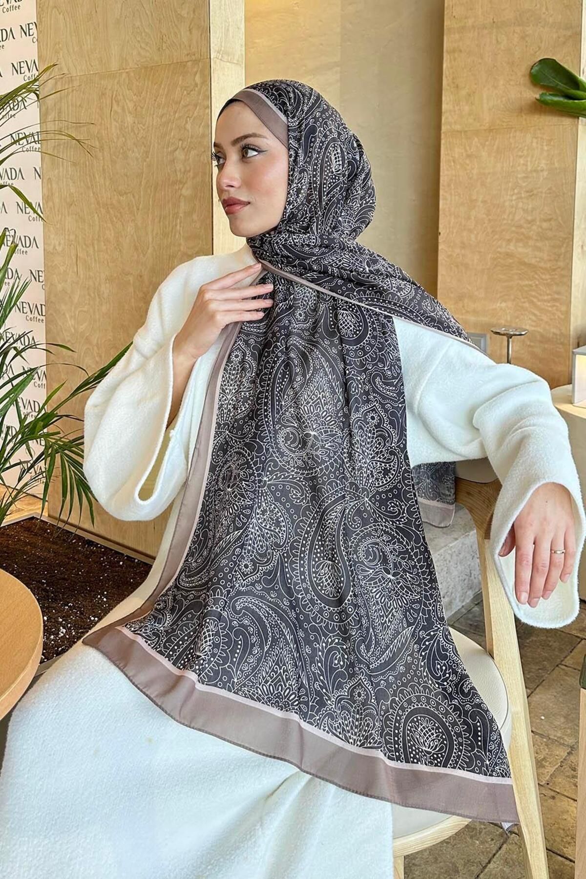 lamelif.com-Retro Pattern Cotton Shawl Bitter Coffee Earth 3