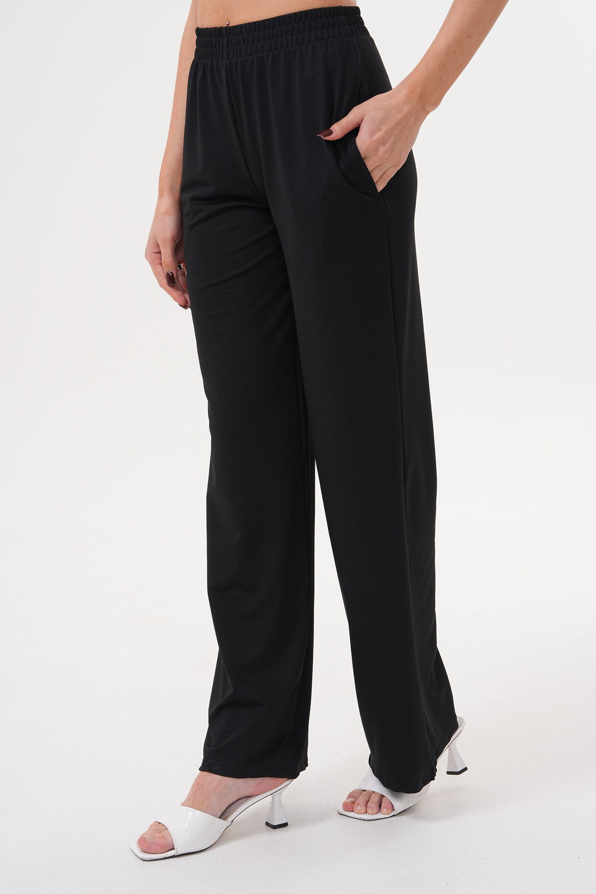 Women's Plain Black Slim Summer Wide Leg Joggers – Comfortable & Stylish