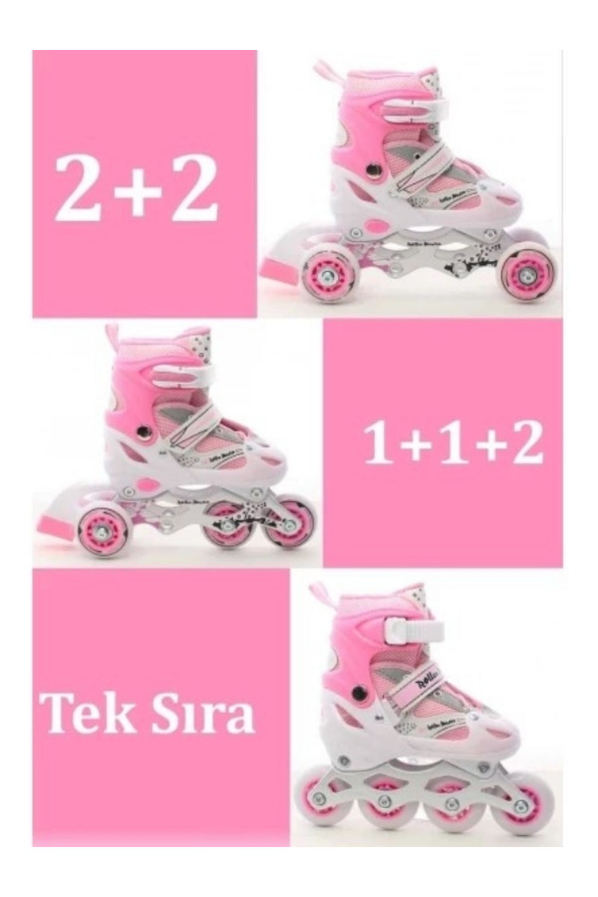 CAN-Adjustable Lighted Roller Skates |   Dual Use Inline Skates Double Wheels Practice Mode Size 34-37 2