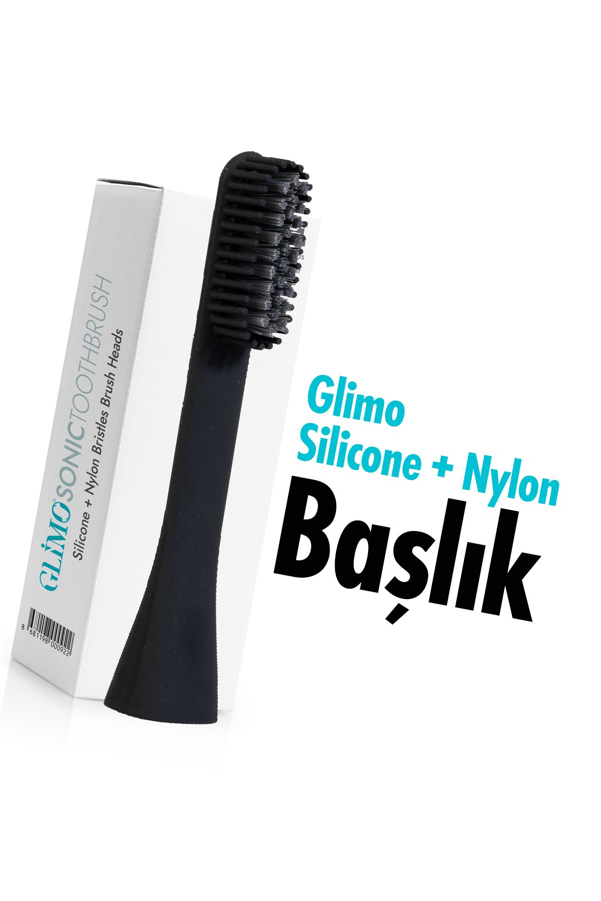 Glimo Sonic Şarjlı Diş Fırçası Başlığı 4lü | 900.000 Titreşim/dk, Nylon&silicone Head, Carbon