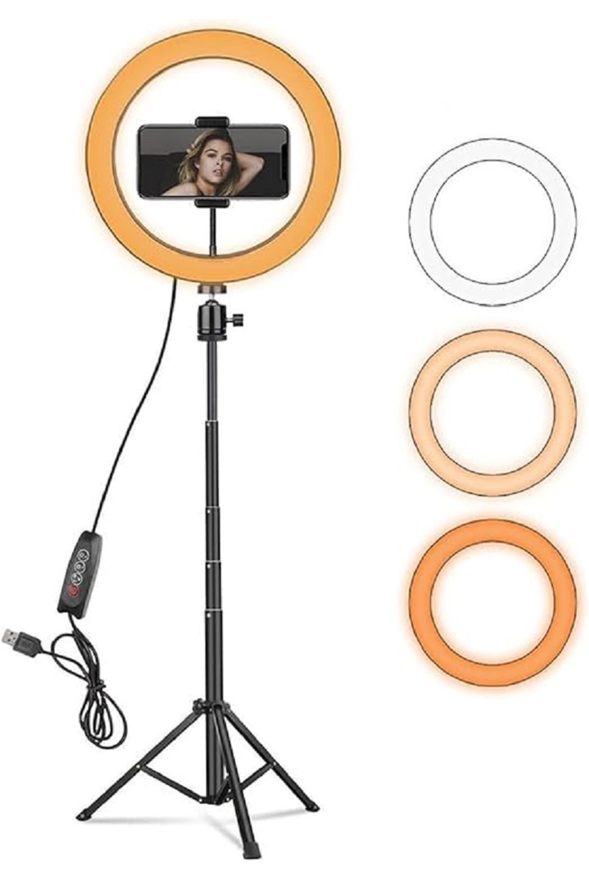 ستاند رينج لايت حلقة إضاءة مع حامل ثلاثي وحامل هاتف، إضاءة ليد دائرية طويلة 120 سم لتصوير السيلفي