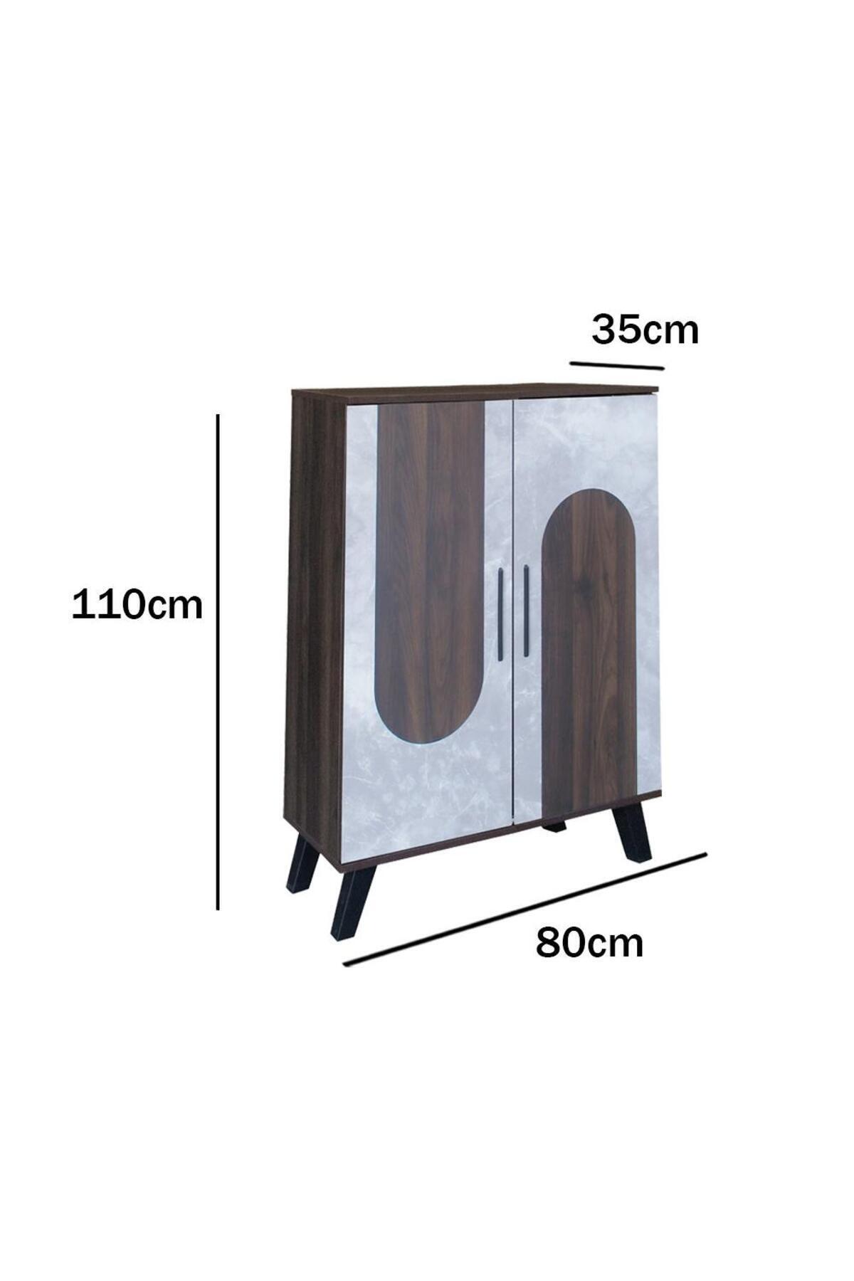 Generic-5-Shelf Malaysian Wooden Shoe Cabinet - Dark Brown and Gray 2