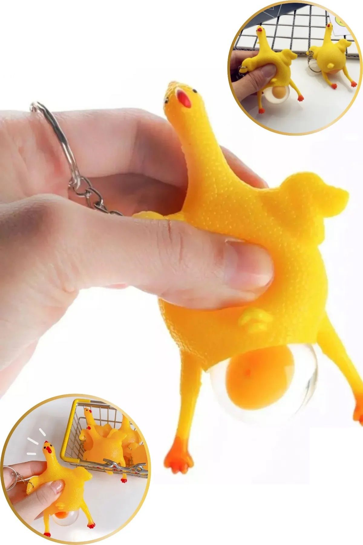 TAYEM Yumurtlayan Tavuk Anahtarlık, Stres Toplu Squishy 3D Hediyelik ve Çanta Süsü, Aksesuarı