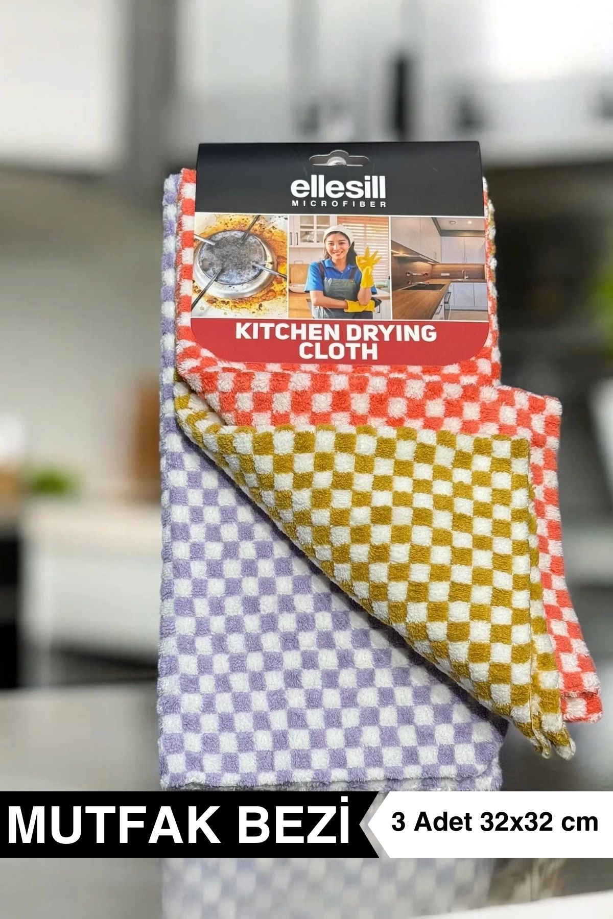 Ellesill 30 Paket Toptan Mutfak Bezi Kurulama Bezi ve Tezgah Bezi 3'lü 32x32 - Fast Drying