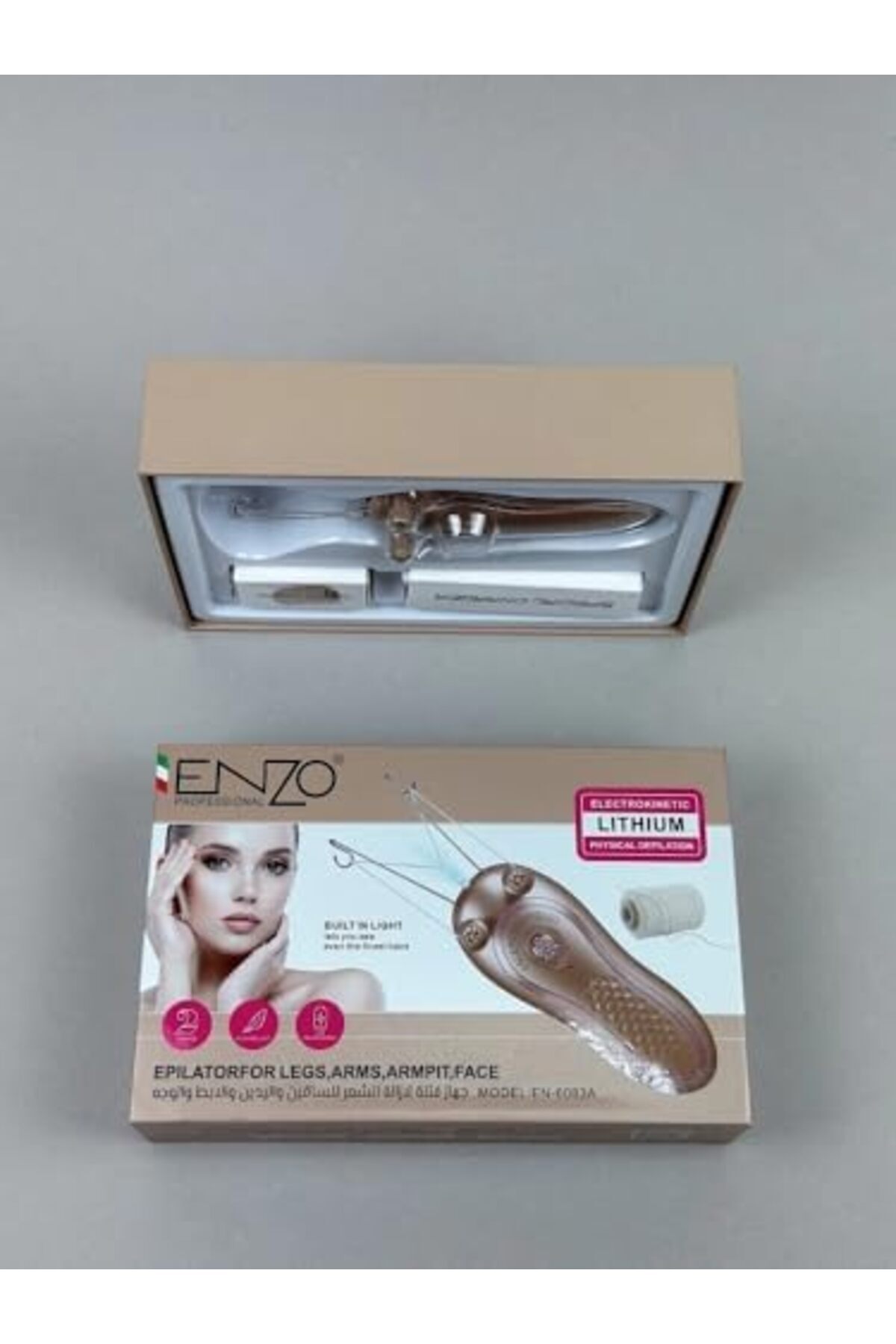 ماكينة إزالة الشعر من انزو، لإزالة الشعر بدون مجهود مزودة بسرعتين وتقنية خيوط القطن وإضاءة، En-6083a